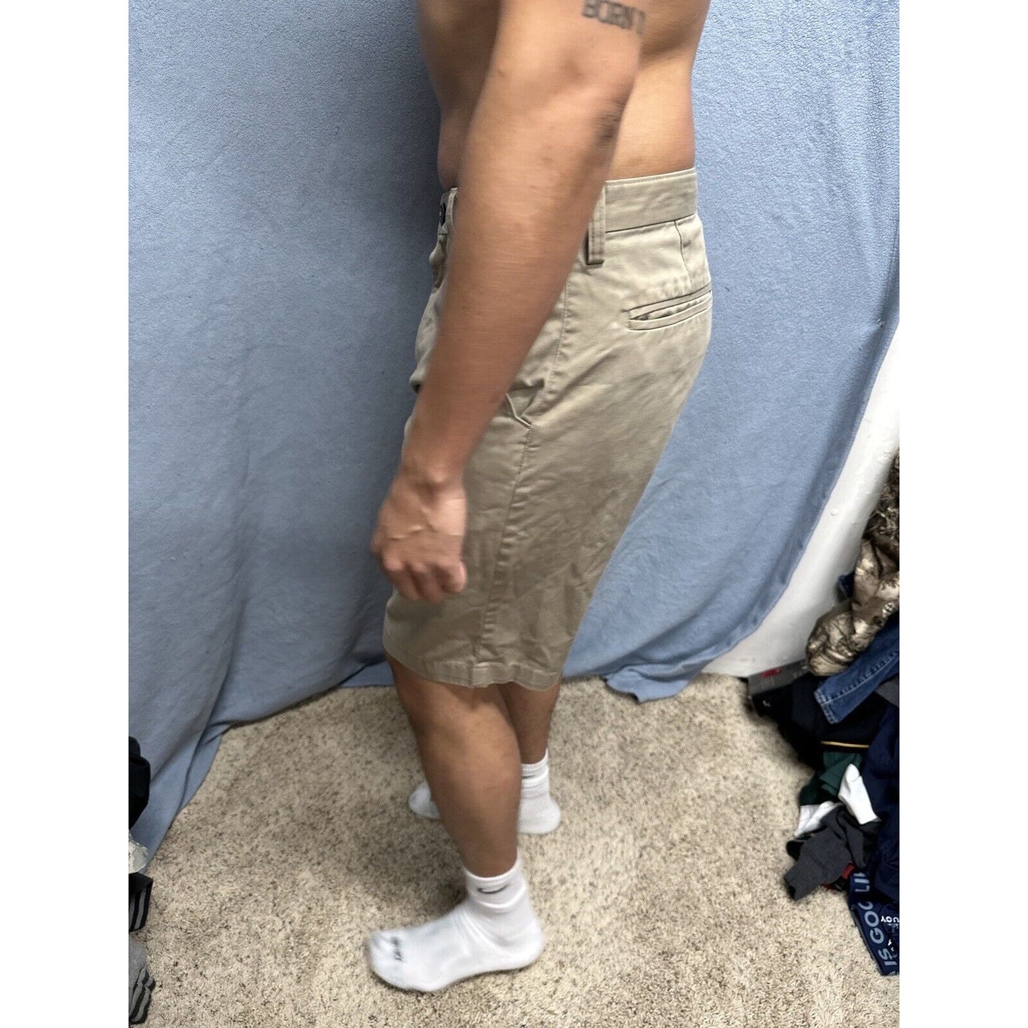 MENS BILLABONG Tan Beige Khaki CARTER STRETCH Flat Front Chino Shorts 31