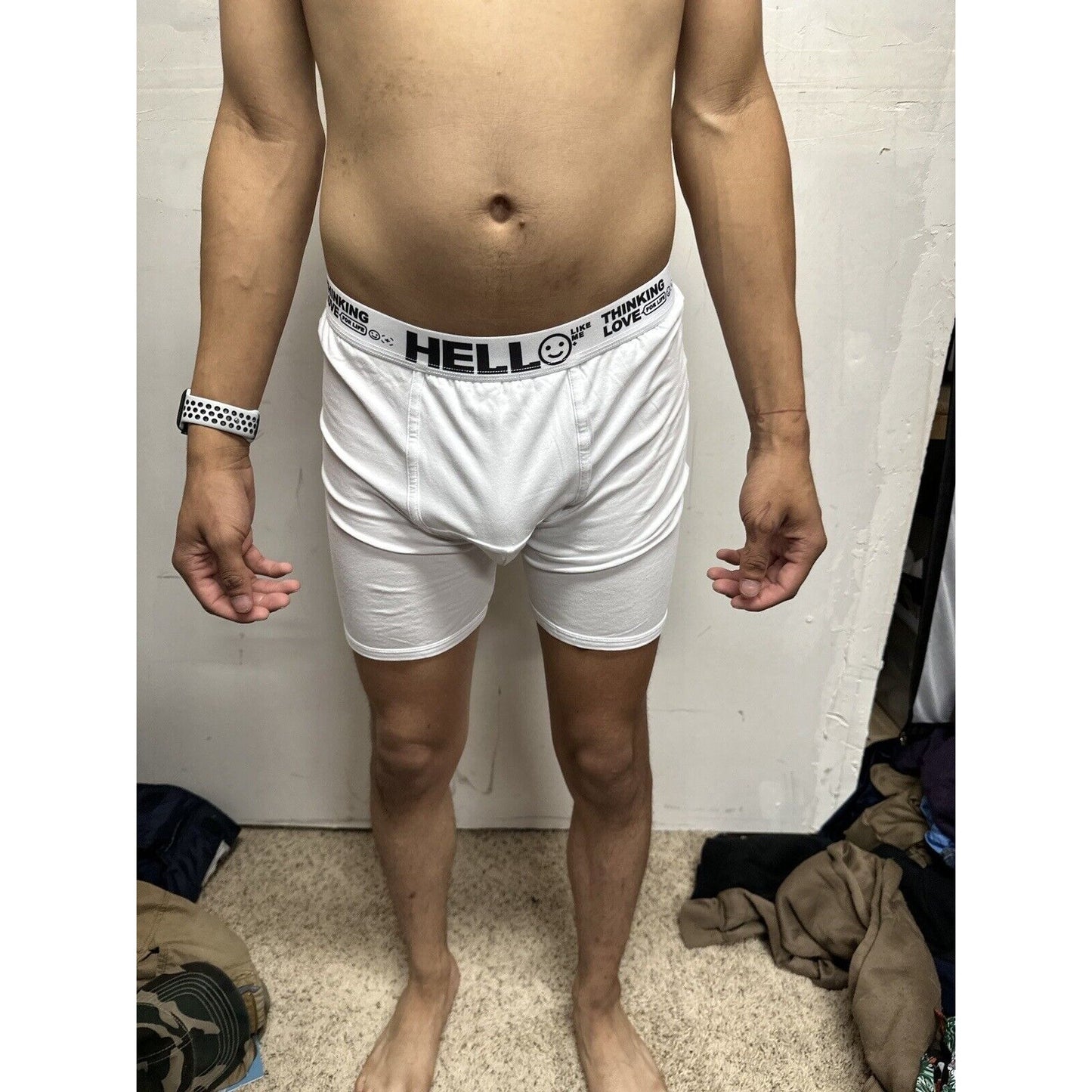 Men’s White Medium Hello Thinking Love For Life Boxer Briefs
