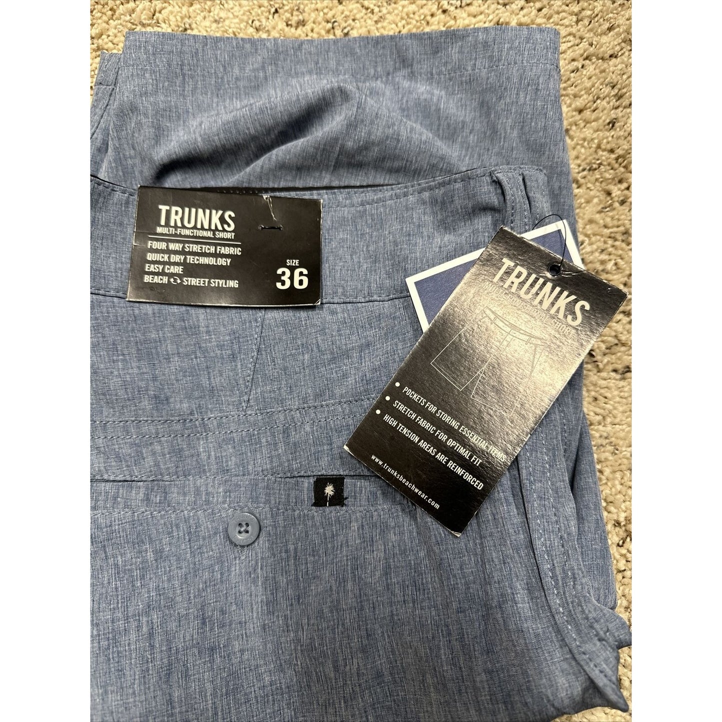 men’s trunks multi-functional size 36 gray blue shorts