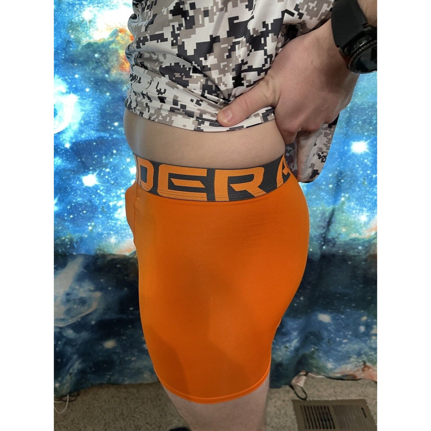 Orange Under Armour Youth Fitted YXL Compression Shorts