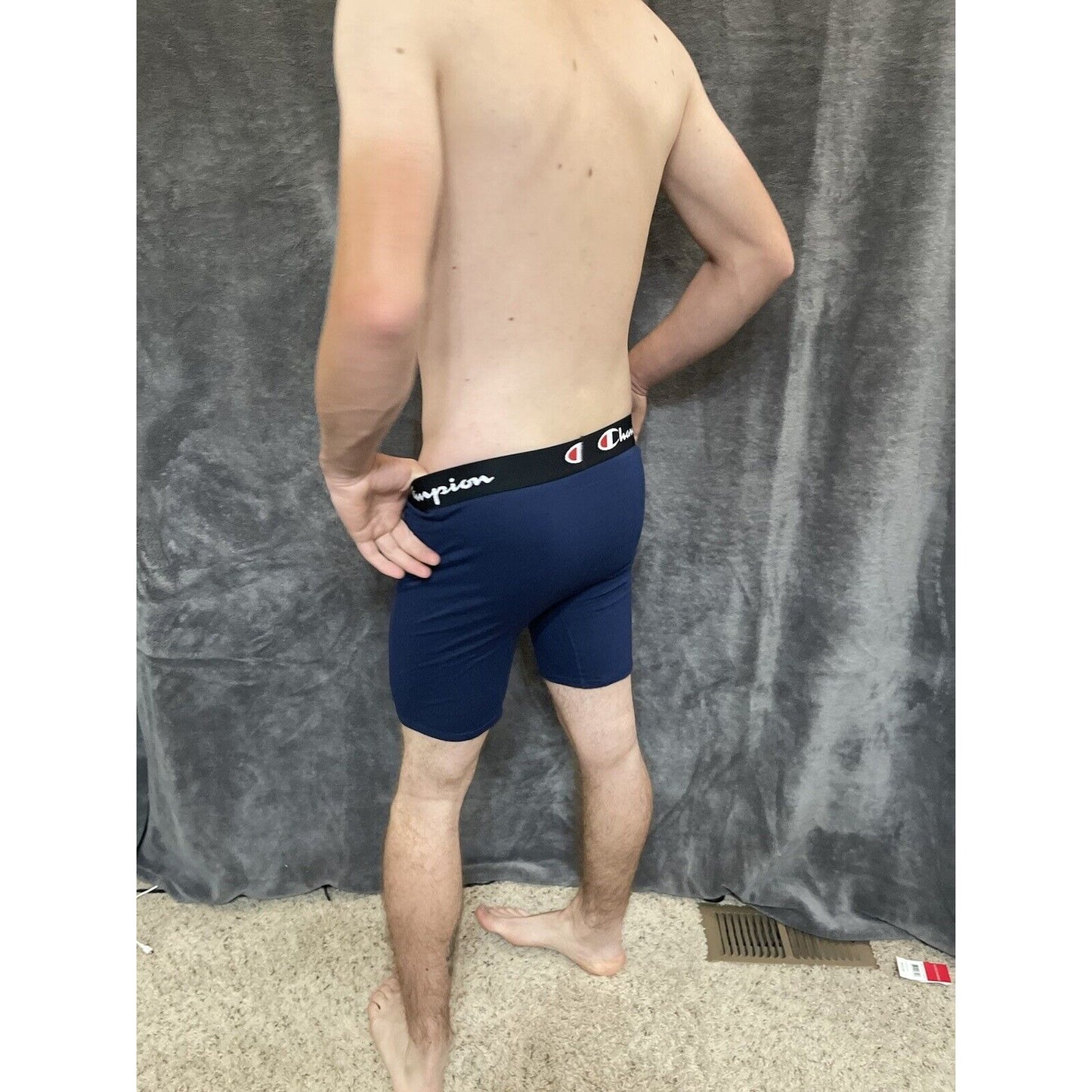 men's dark blue champion medium red lines boxer brief