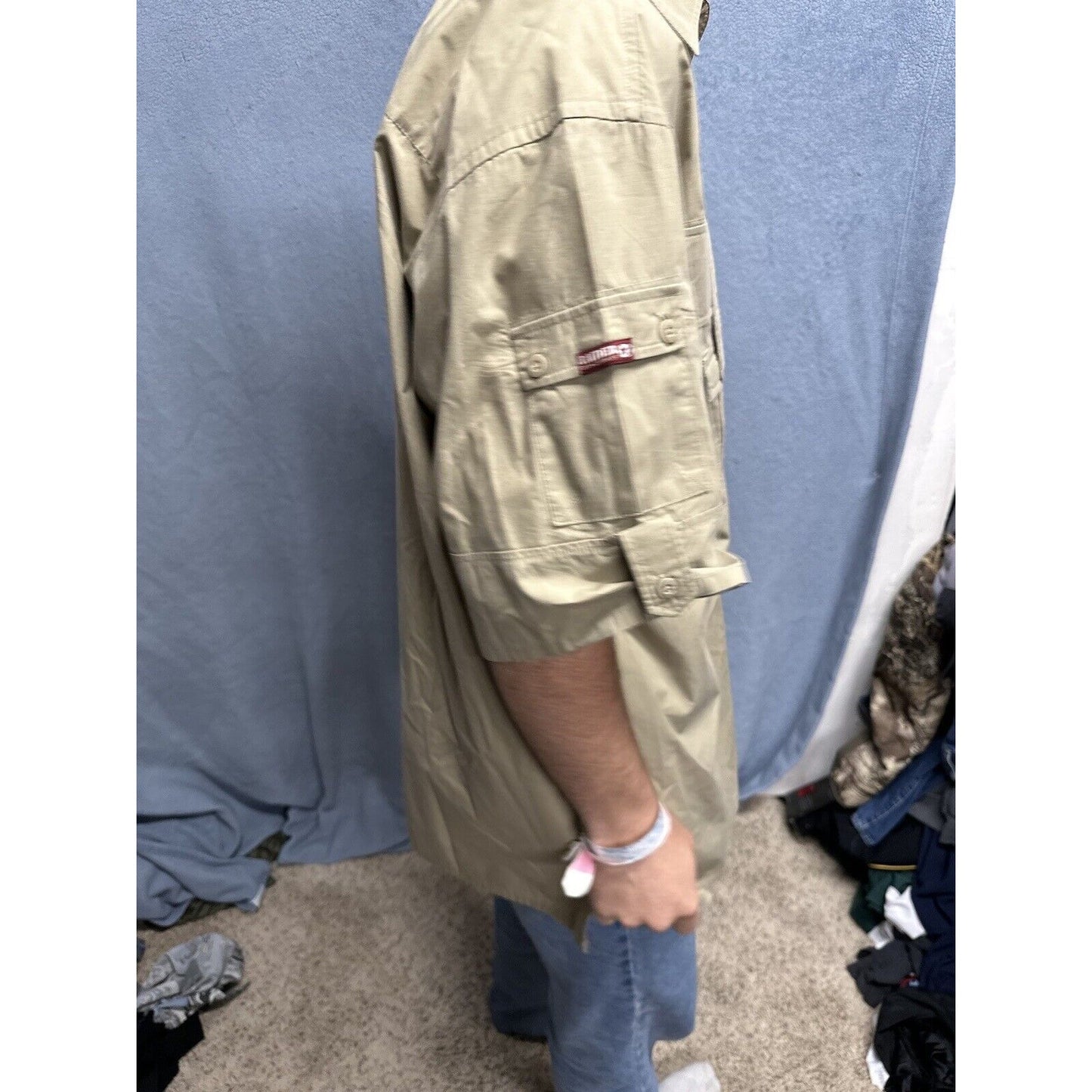 Men’s Khaki Raider Jean Company Large Short Sleeve Button Up Shirt
