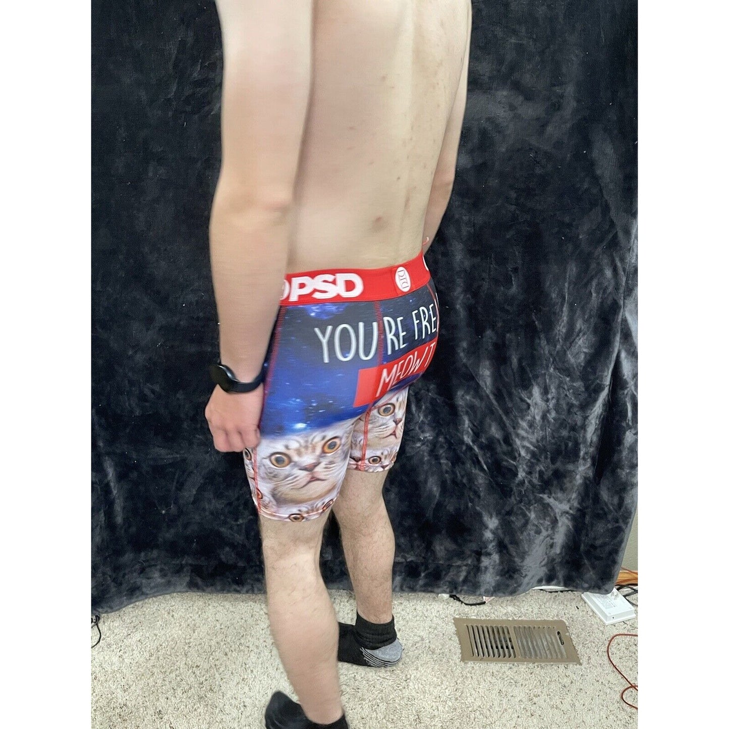 PSD Underwear Men's Freakin Meowt Printed Boxer Briefs Medium New
