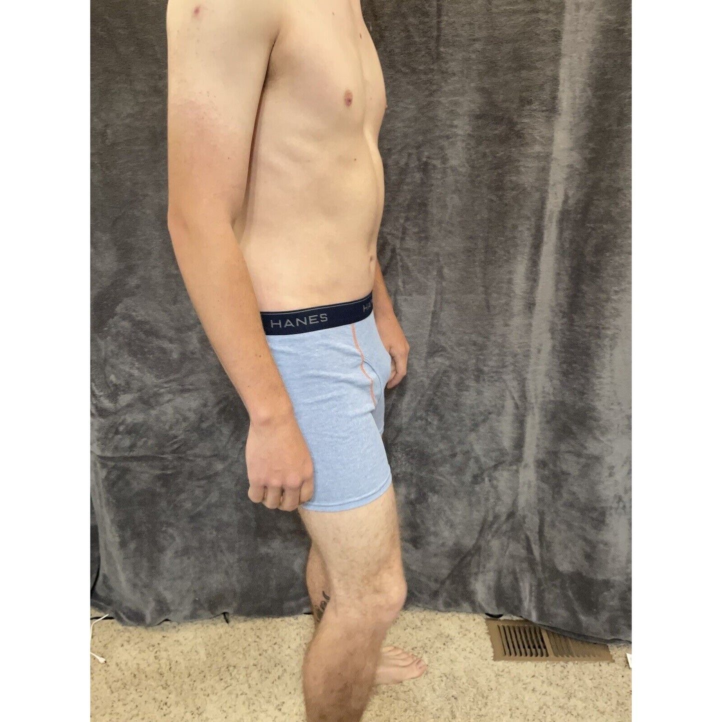 boy's Hanes youth XL Light Blue With Orange boxer brief