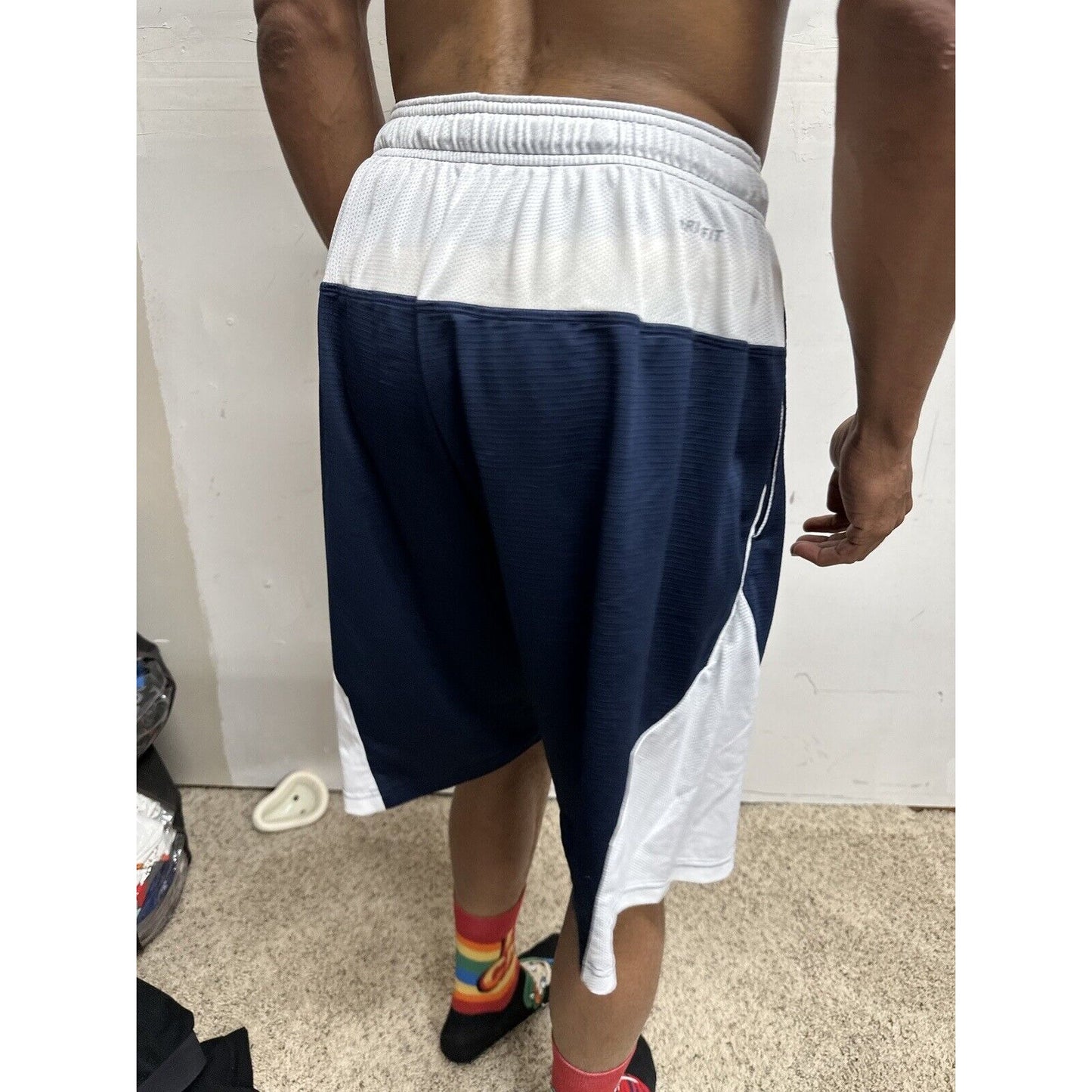 Men’s Nike Dri Fit Large Athletic Shorts Dri-fit Blue White With Pockets