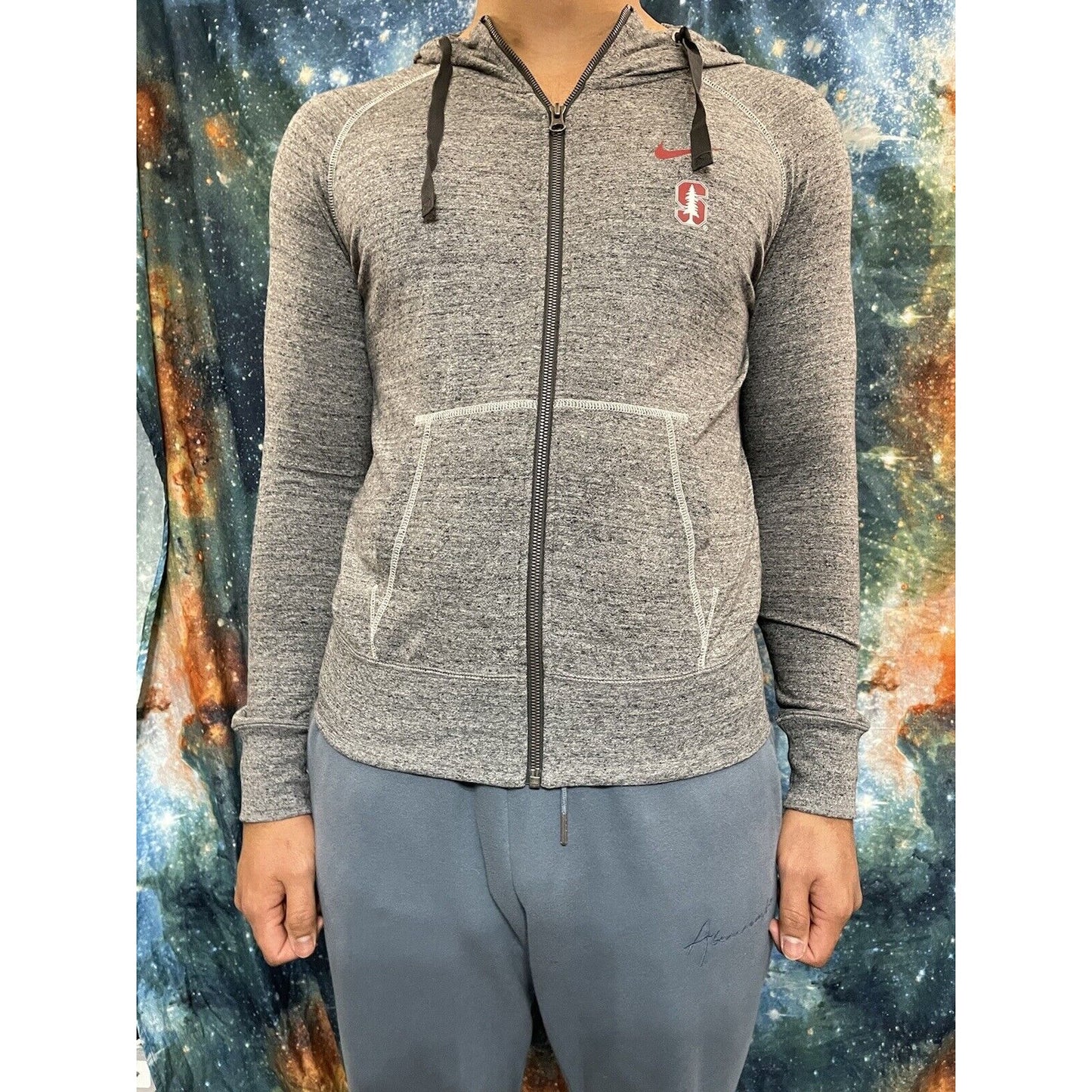 Men’s Nike Medium Full Zip Gray Stanford Hoodie