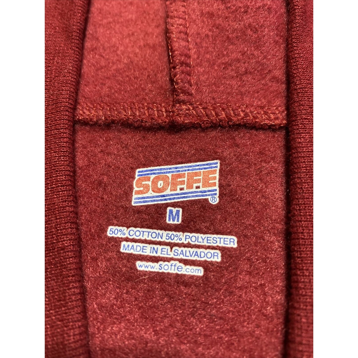 Soffe Men’s Medium Plain Solid Red Cotton-blend Pullover Hooded Sweatshirt