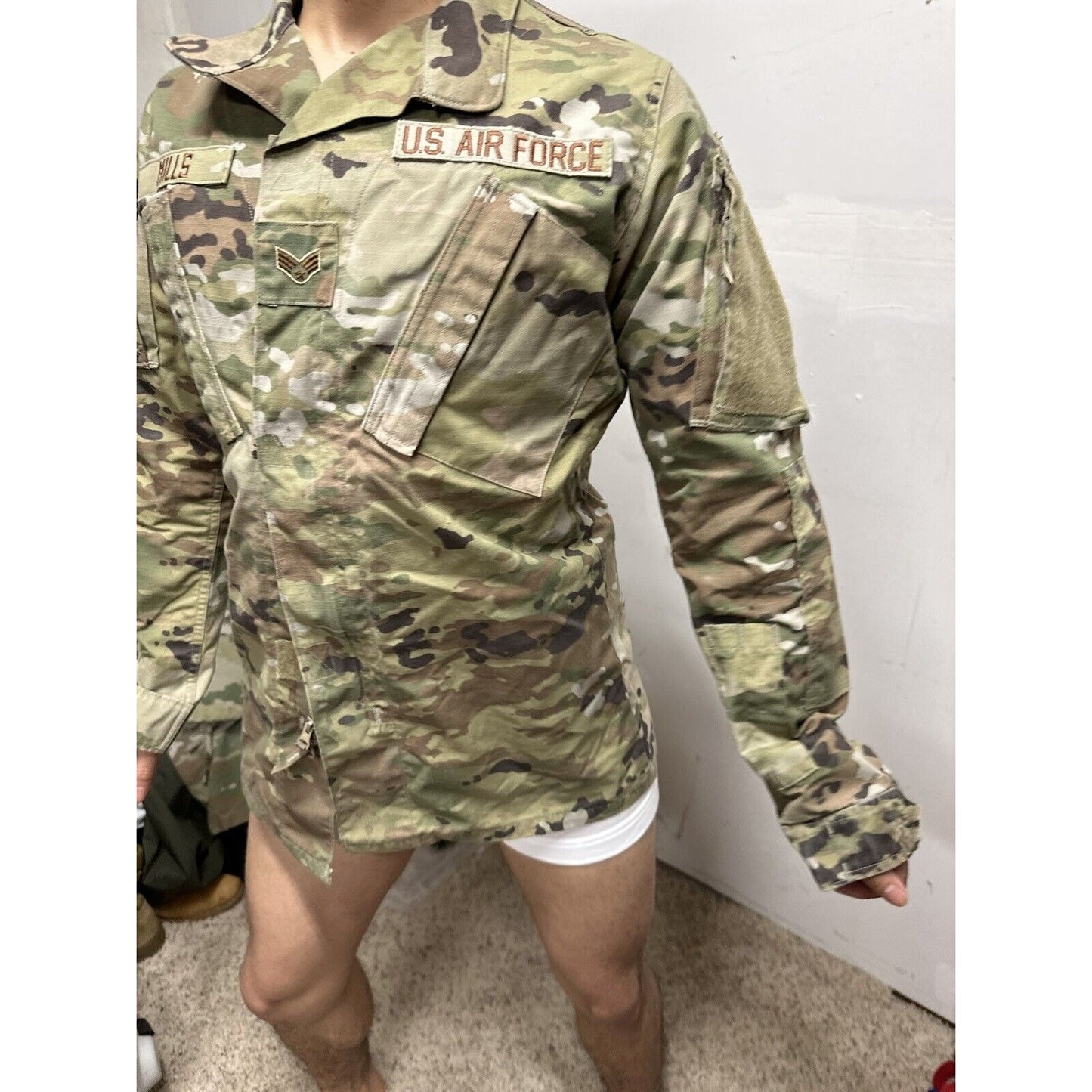 female Ocp Top Blouse 36 X-Long Us Air Force Senior Airman Rank Dental Squadron