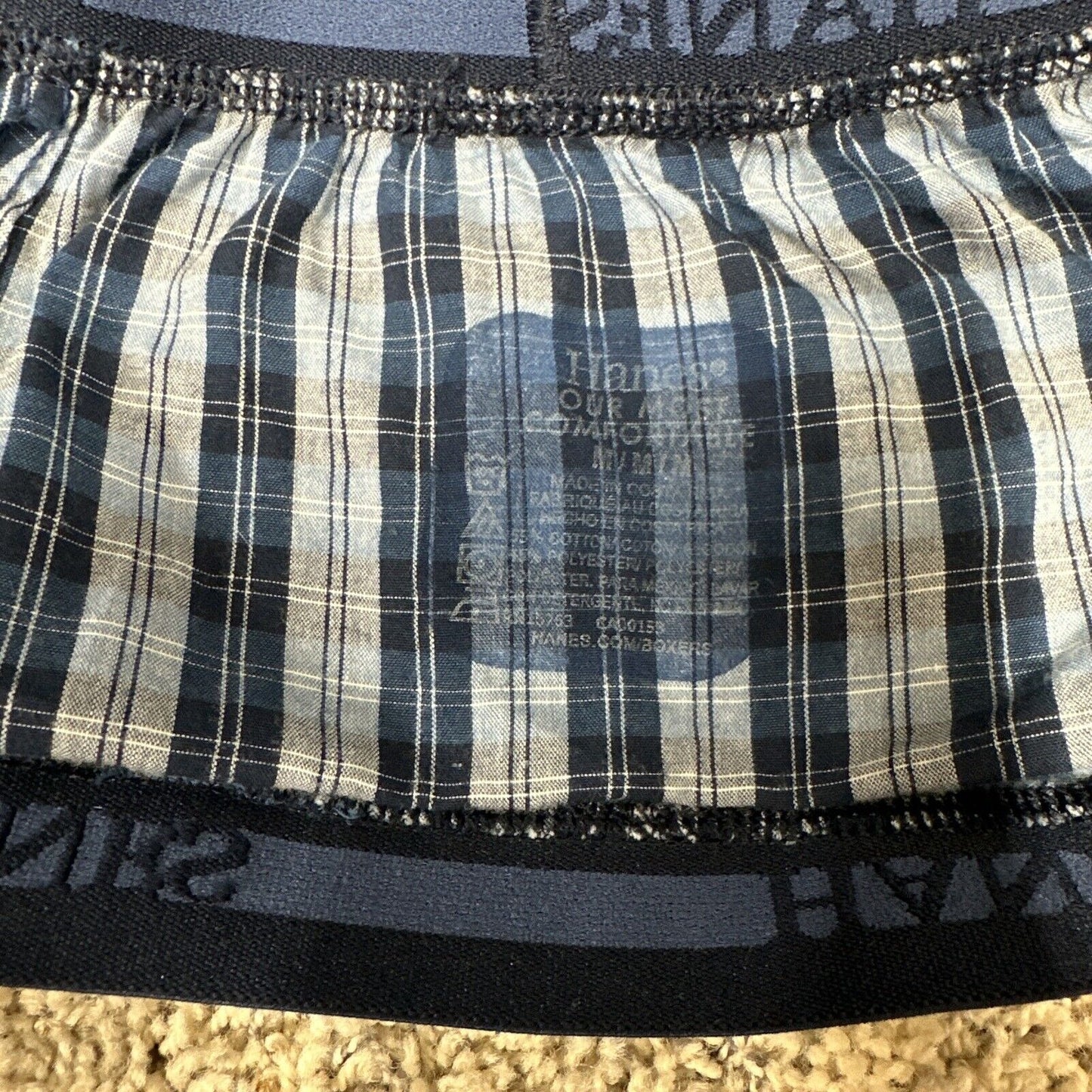 Men’s Hanes Blue Gray Plaid Medium Boxer Shorts Fruit Of The Loom
