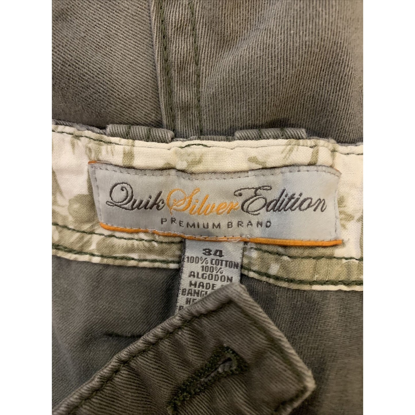 Quick Silver Edition Mens 34 Gray Rugged Cargo Shorts