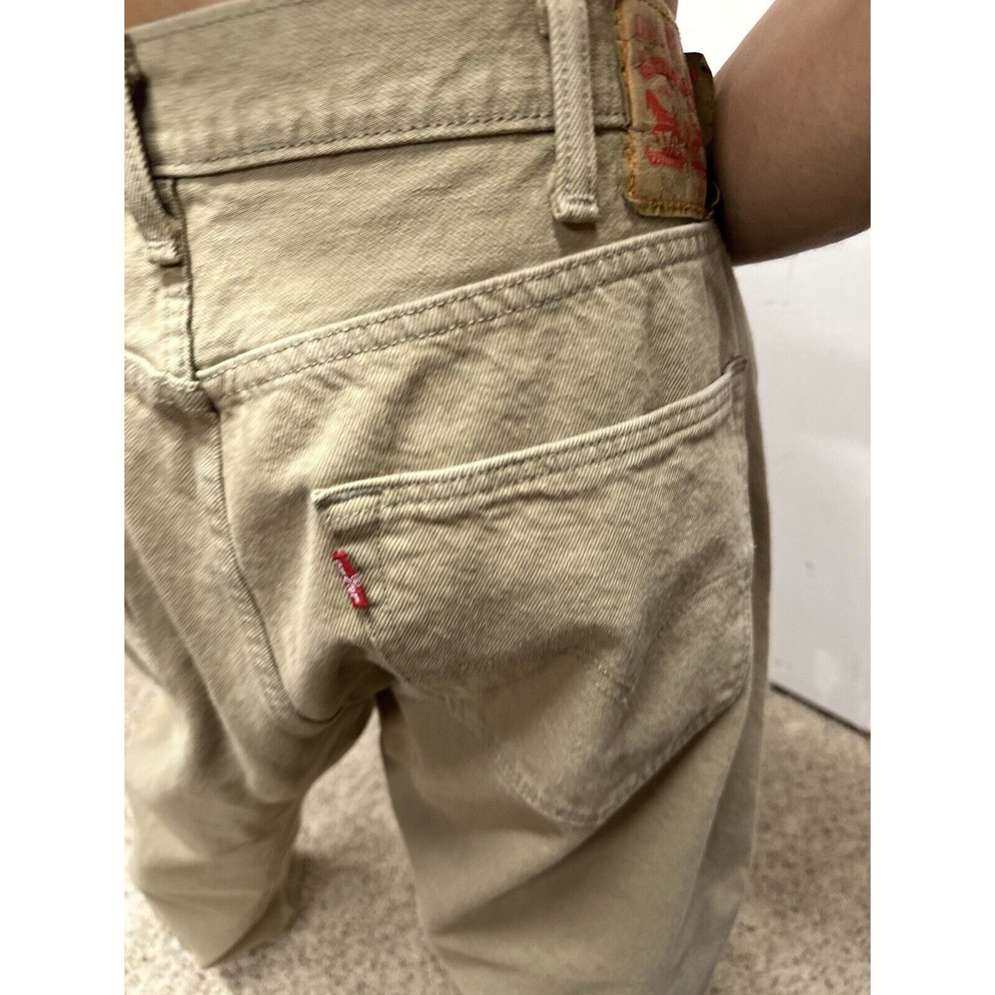 Levi's 501 Denim Beige Khaki Jeans - Size 40 X 32 Button Fly Lightweight Denim