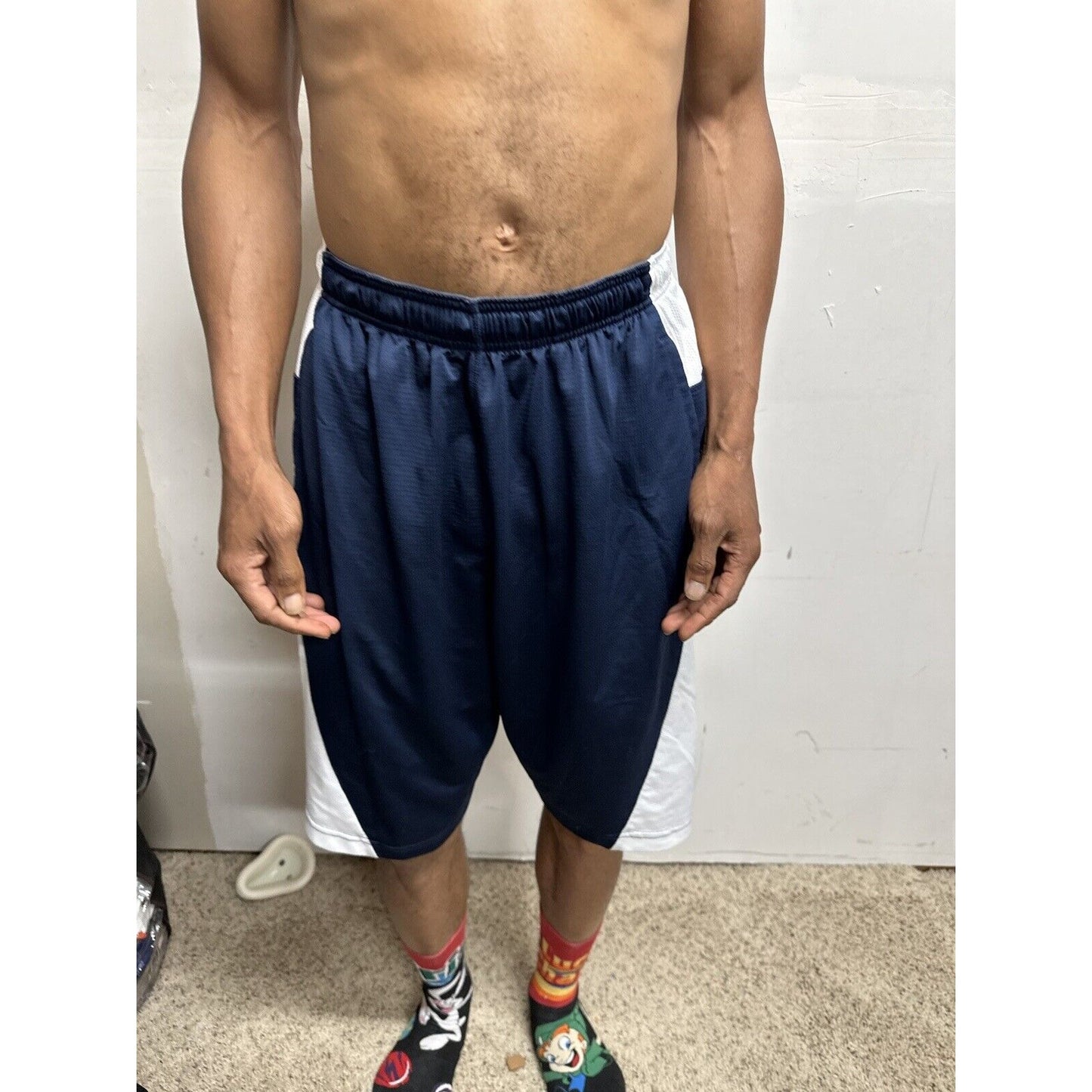 Men’s Nike Dri Fit Large Athletic Shorts Dri-fit Blue White With Pockets