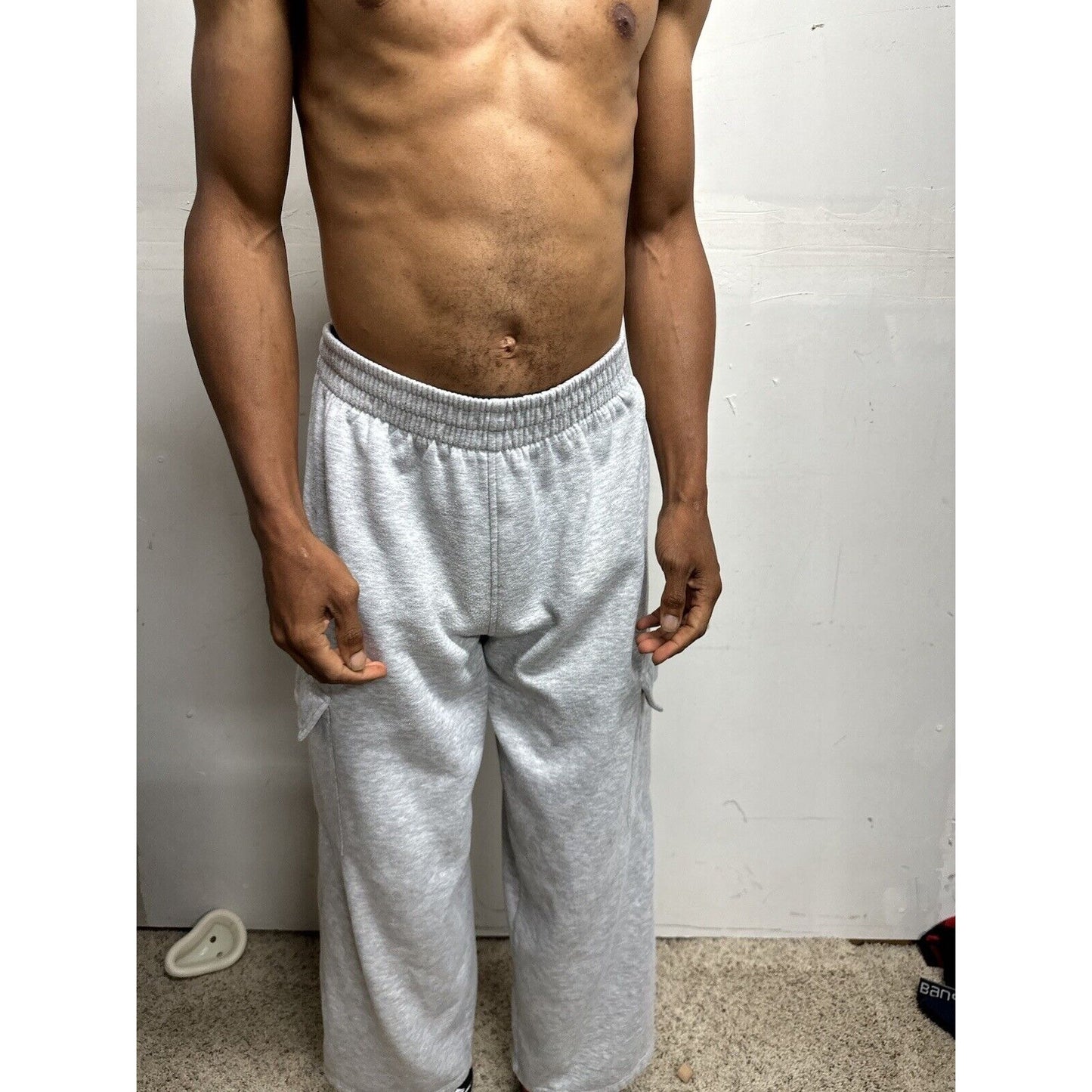 Men’s Large Bugle Boy Gray Sweat Pants Thigh Pockets Only