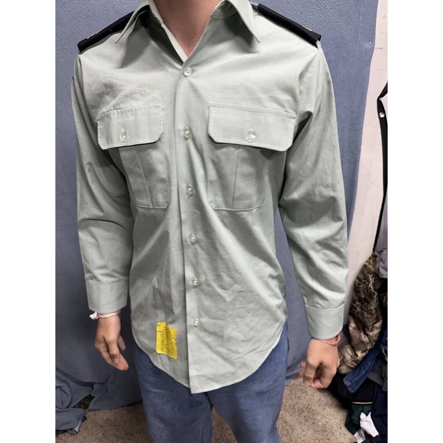 Men’s Army Green DSCP 14.5 X 30/31 Long Sleeve Button Up Uniform Dress Shirt