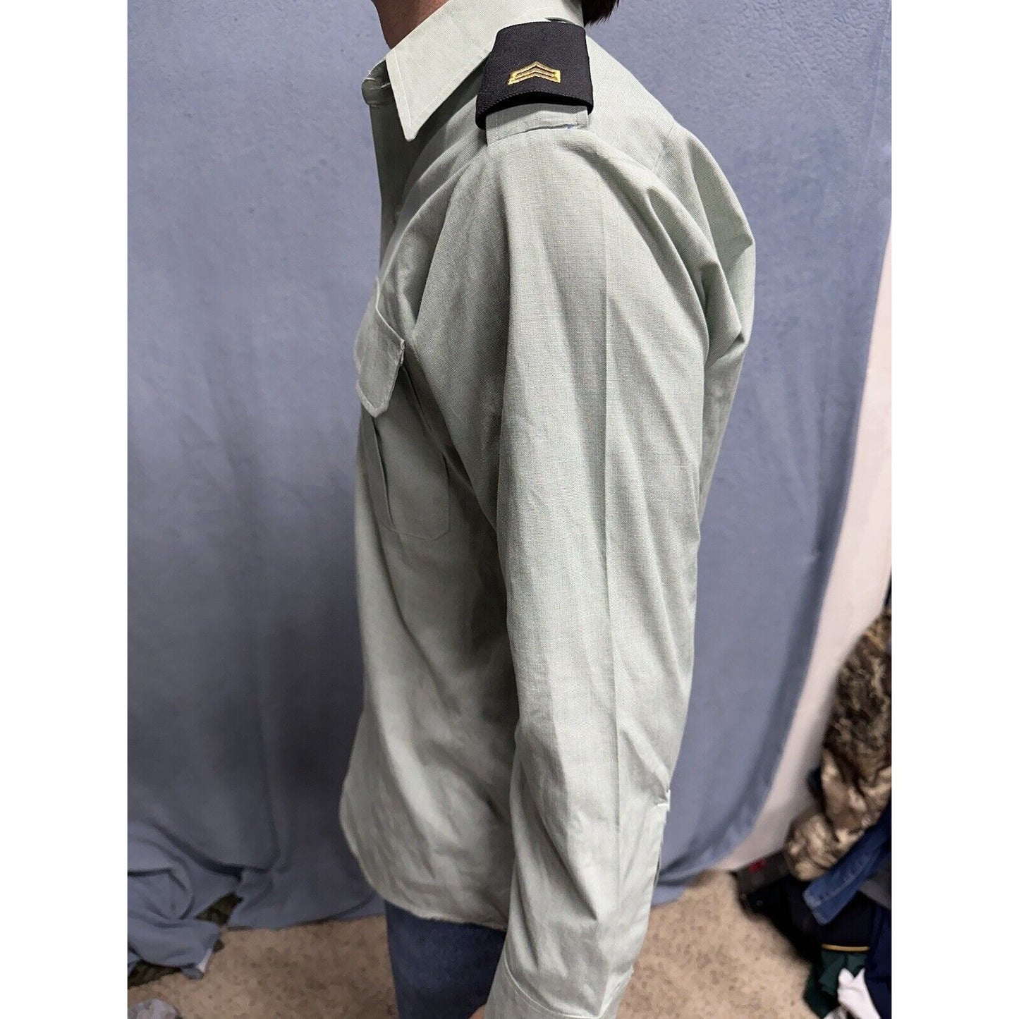 Men’s Army Green DSCP 14.5 X 30/31 Long Sleeve Button Up Uniform Dress Shirt