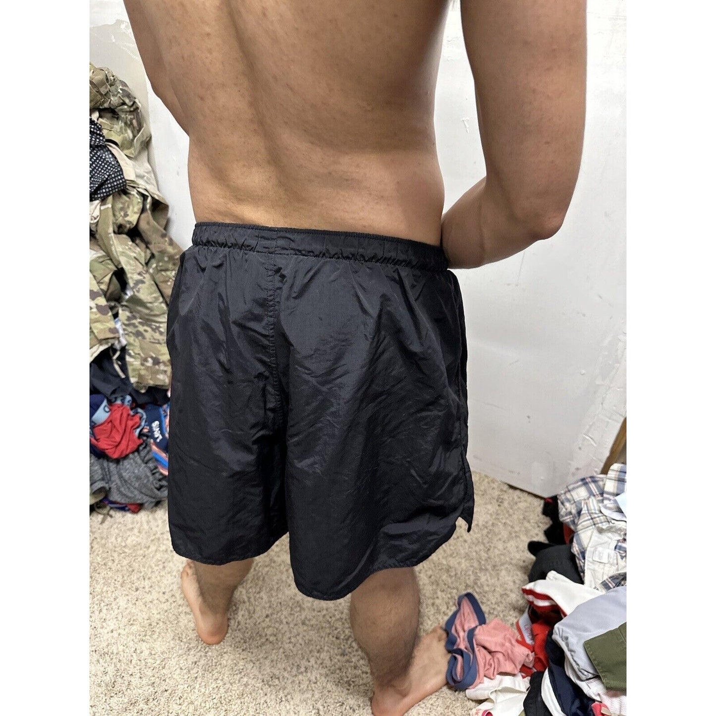 Men’s Army PT Shorts Vintage Black With Silver Reflective Logo Uniform Multi