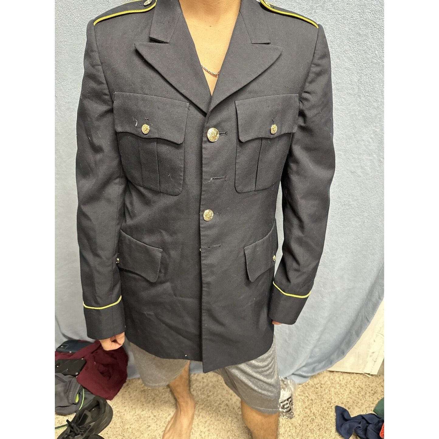 Men’s Army Coat Army Blue 450 Poly Wool 38L C Uniform Coat Top