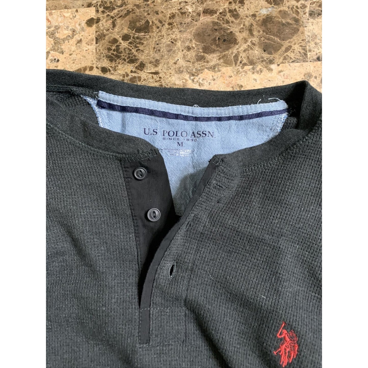 US Polo ASSN Mens Polo Long Sleeve Shirt Dark Gray size Medium