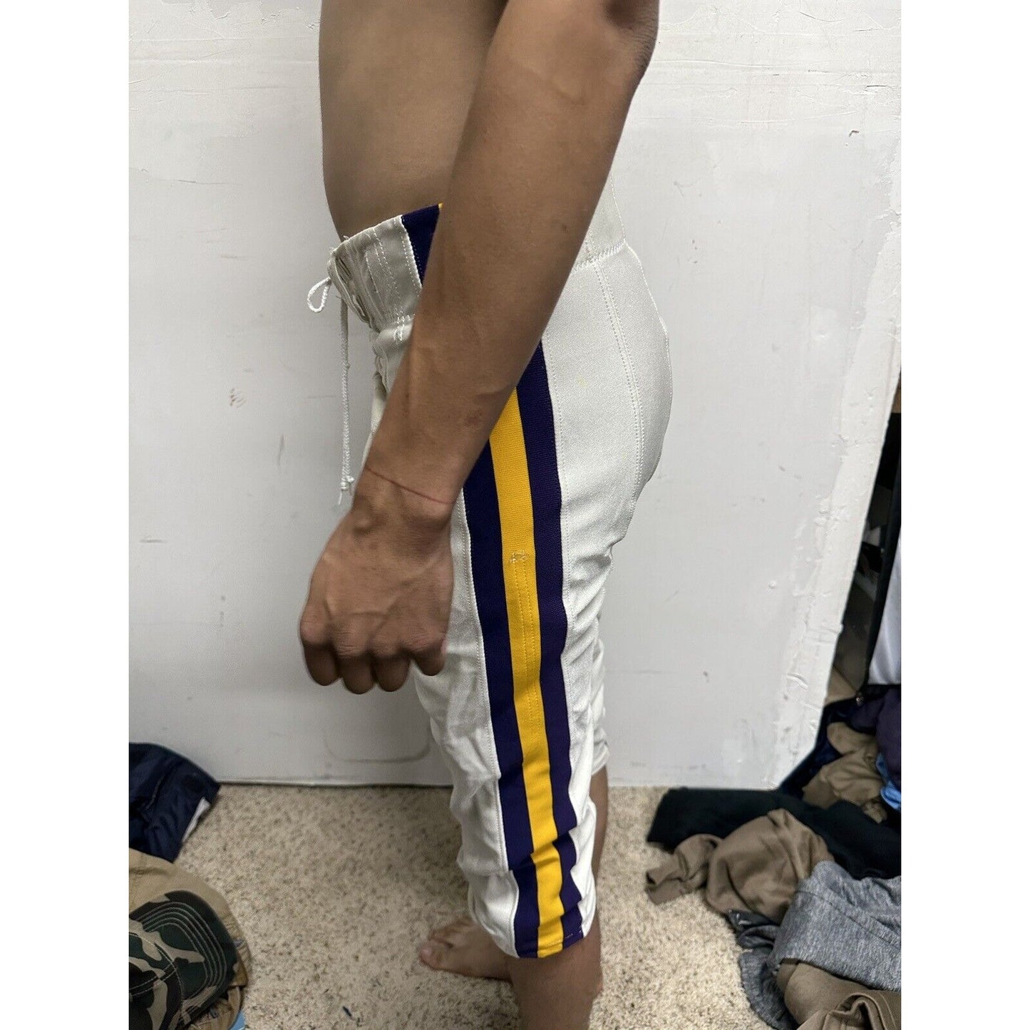 Men’s White Russell Athletics Size 36 Football Pants Gold Purple