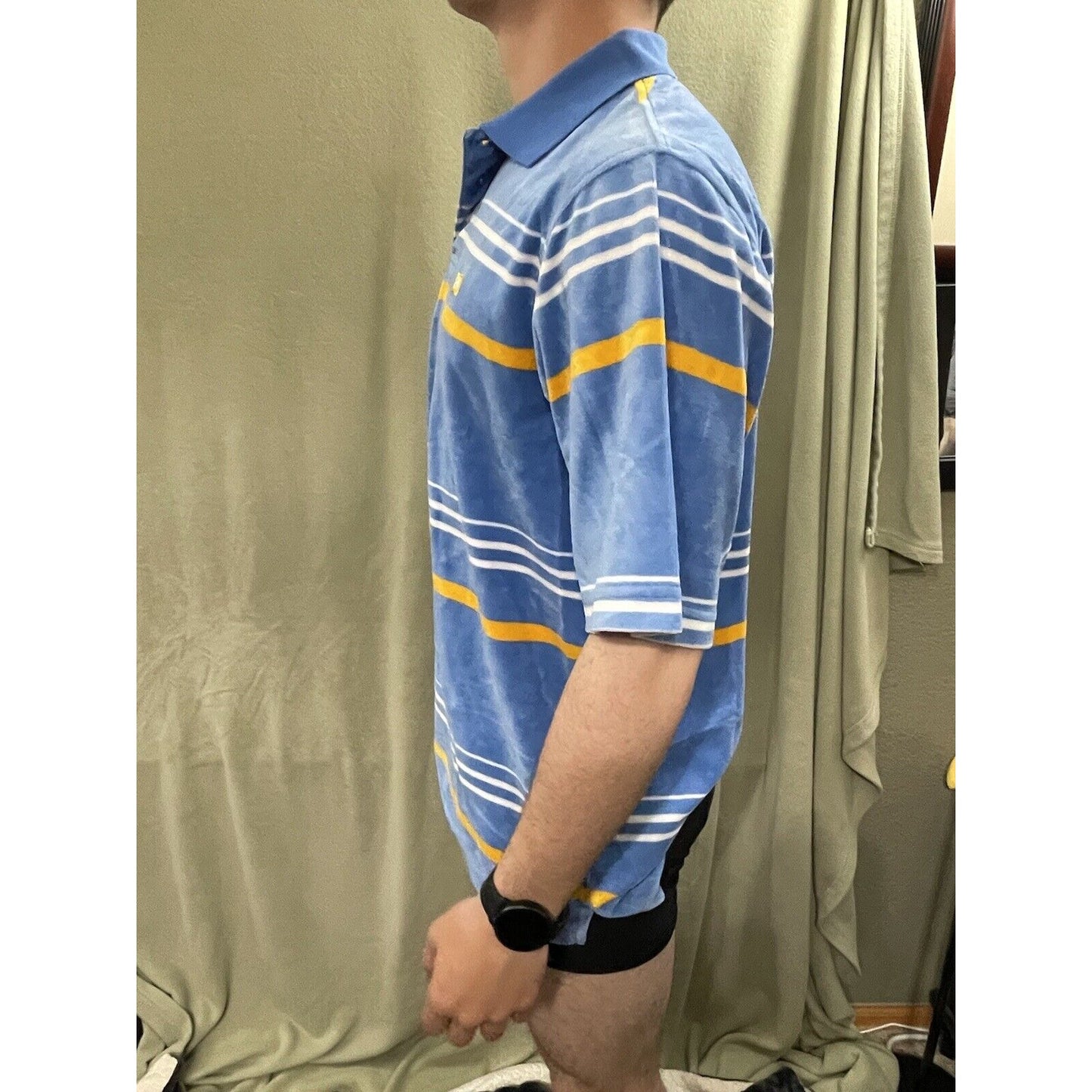 Men’s Medium Ecko Unltd Striped Blue Polo Shirt Very Soft Feel