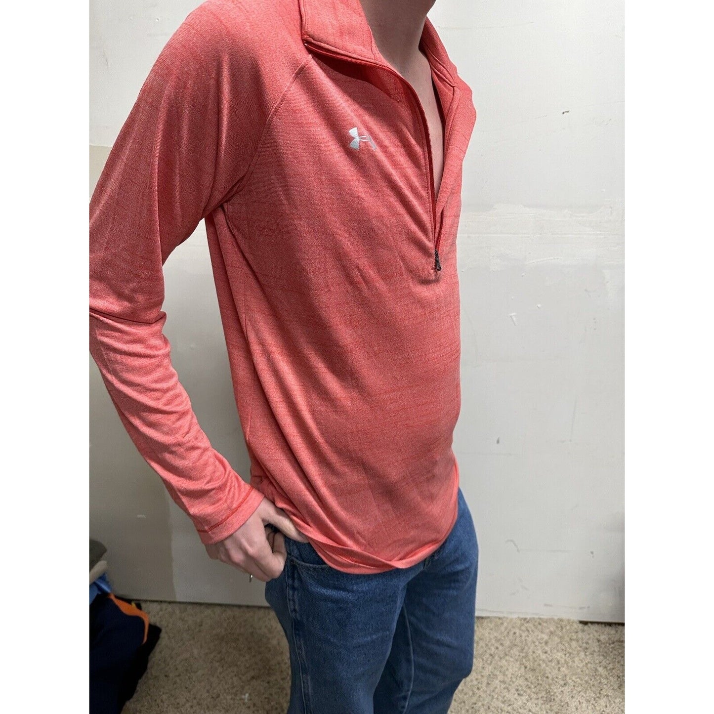 men’s loose under armour quarter zip long sleeve corral pullover shirt Large