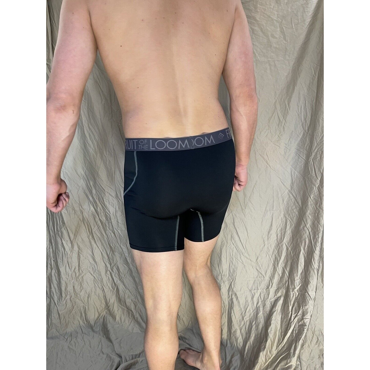 men's fruit of the loom XL compression boxer briefs breathable Black