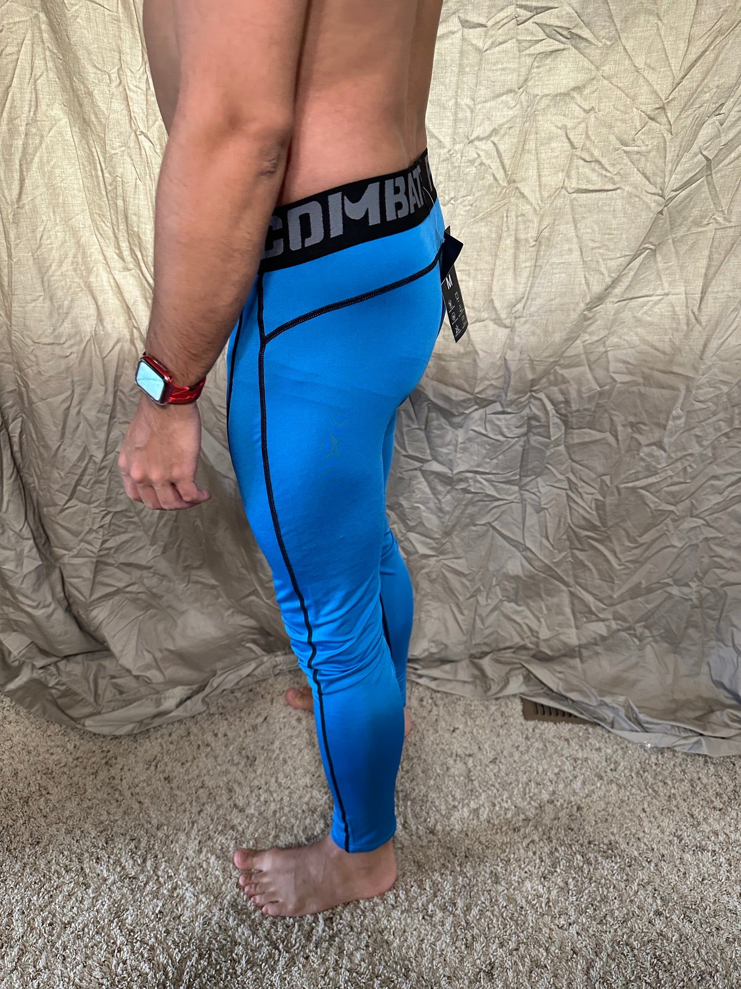 Men’s blue pro combat medium sport athletic base layer compression pants