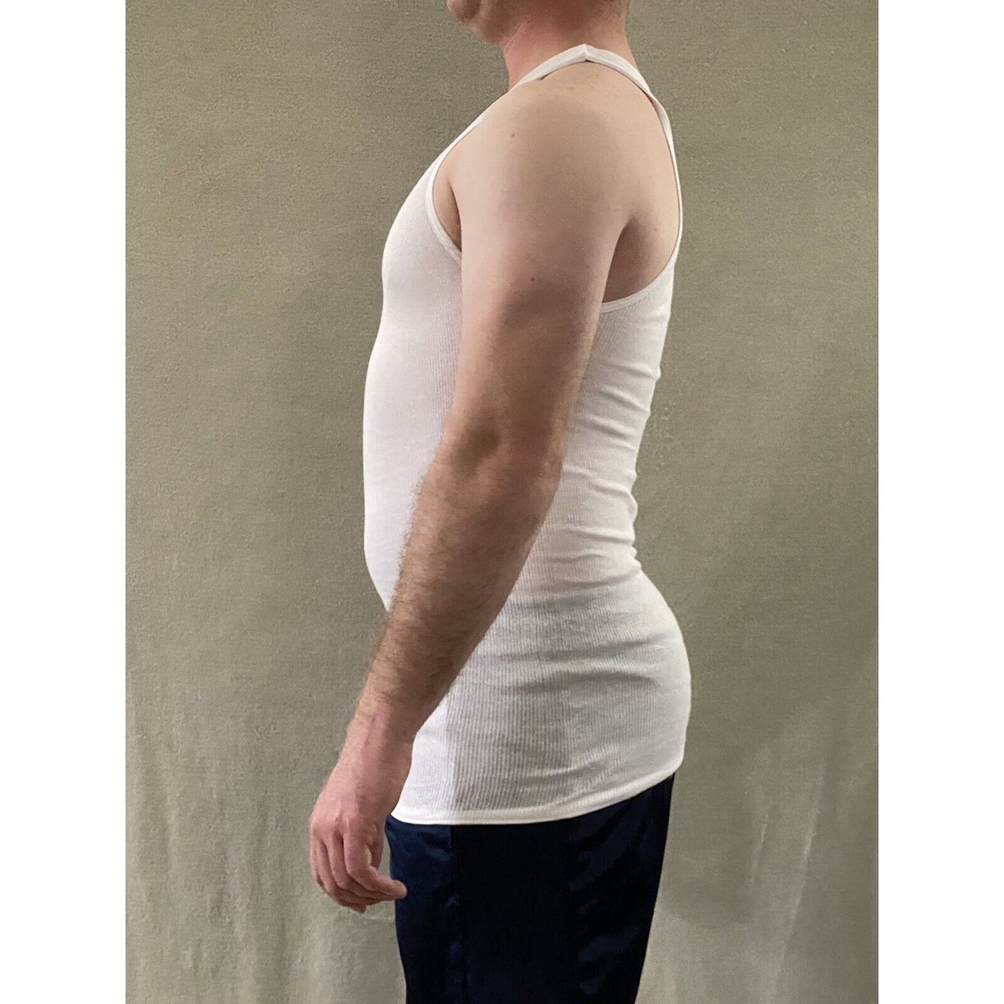 George Men’s Medium Plain White Undershirt Sleeveless Muscle Tank Top