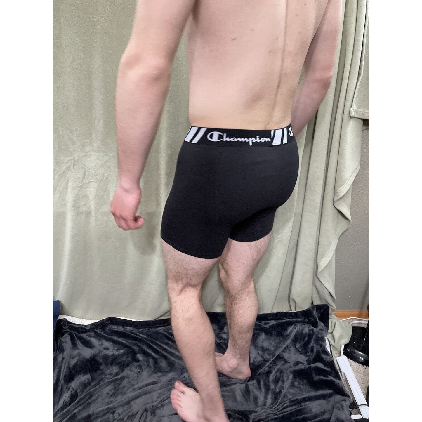 Champion Men's Boxer Briefs Underwear Size Large Black 5% Spandex New