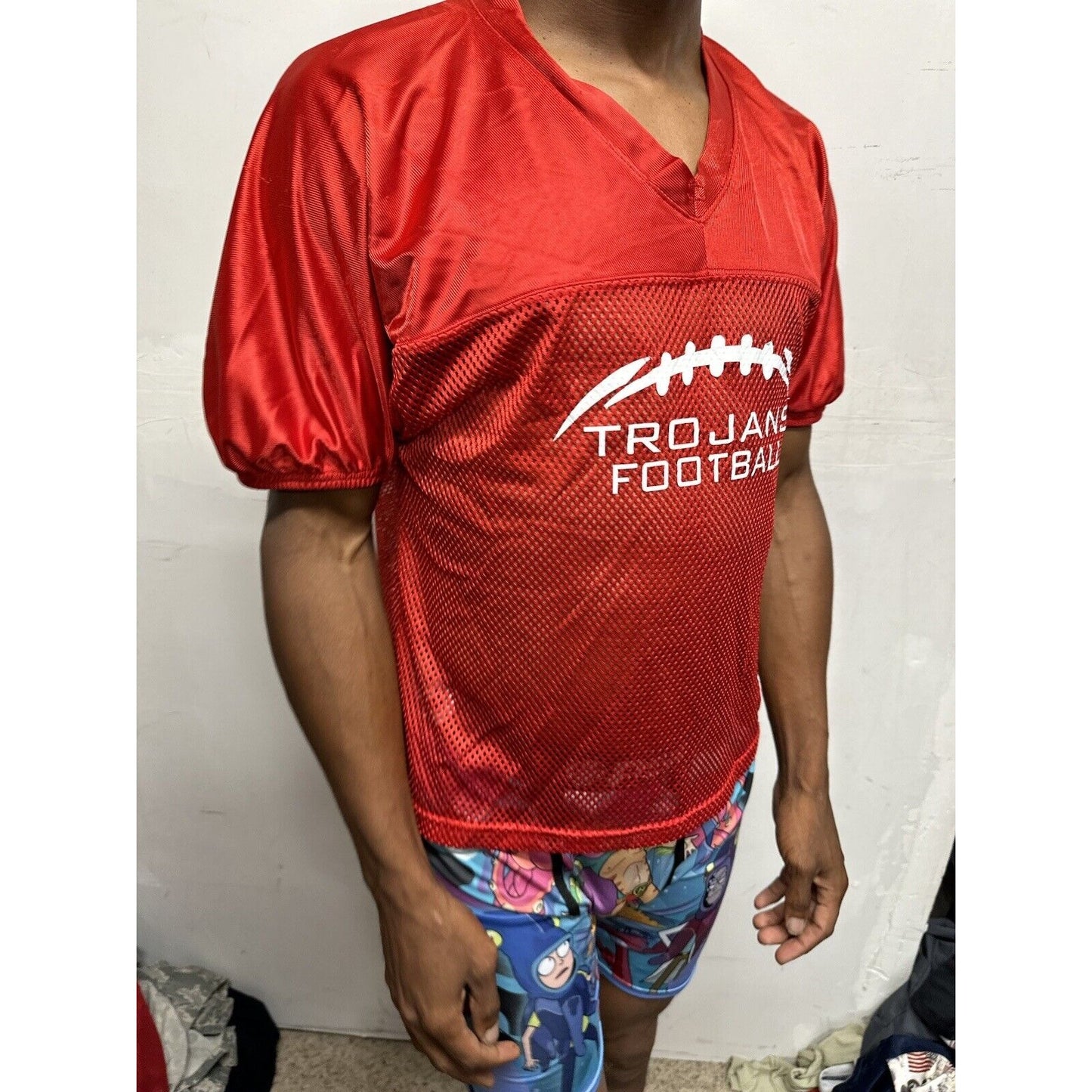 Men’s Red Alleson Athletics Small Trojans Football Jersey