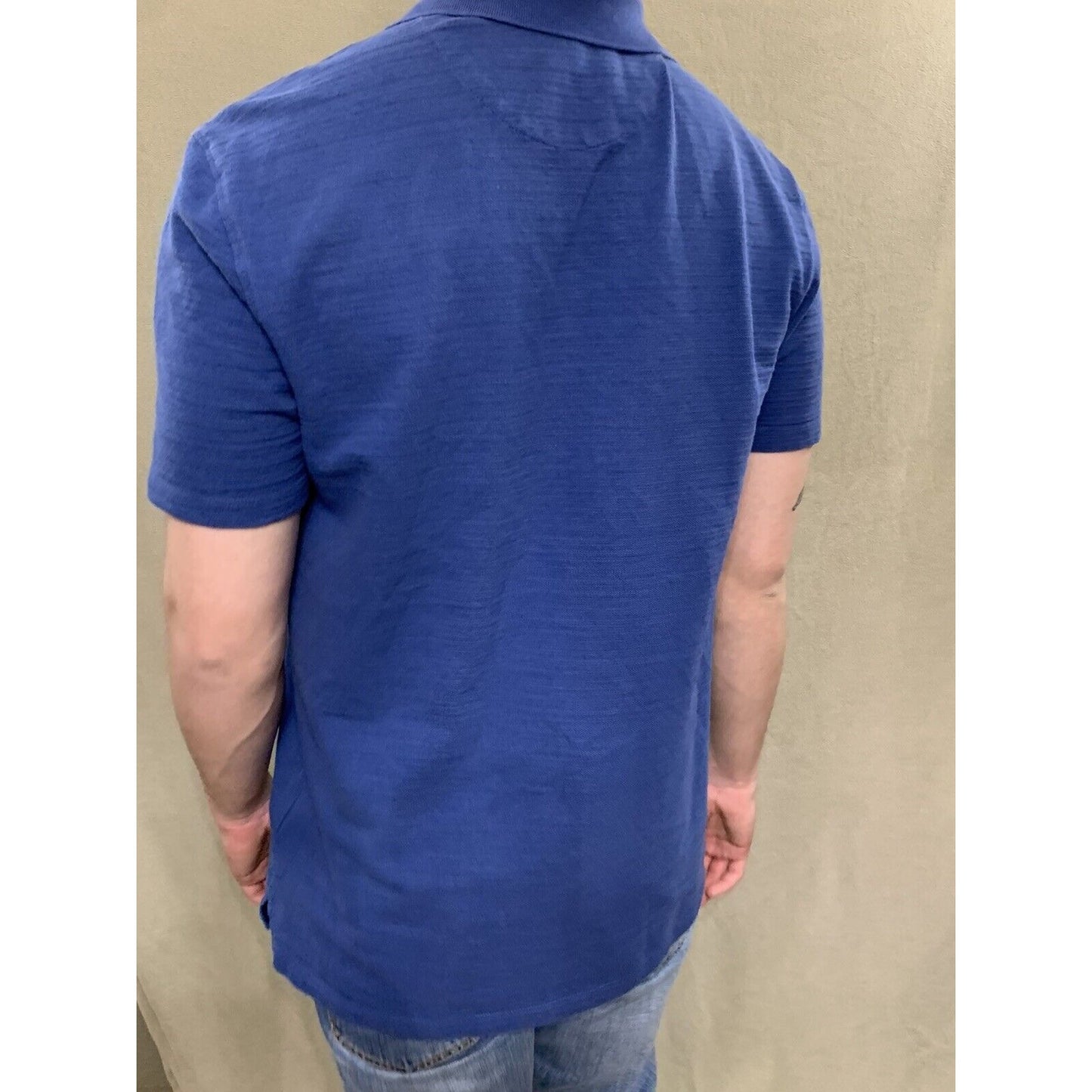 Calvin Klein Men Polo Shirt Blue Size Medium Knit Stretch