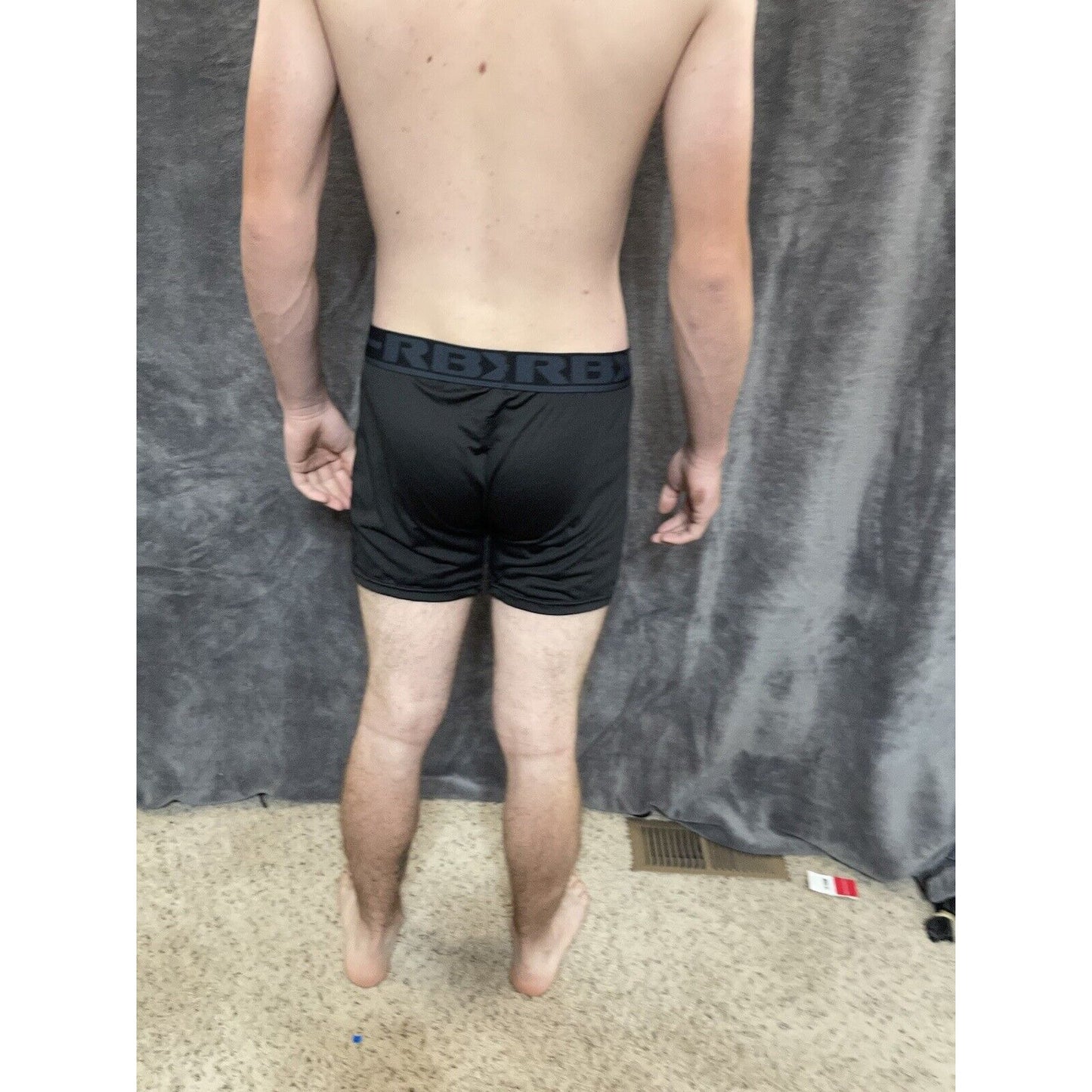 men's Black with Black Band RBX large compression boxer briefs 10% spandex