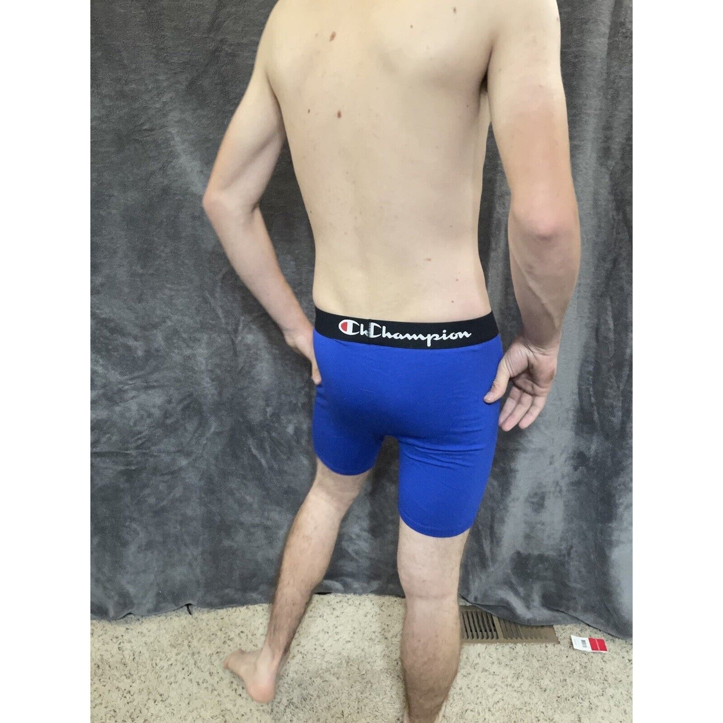 men's medium royal blue champion boxer brief 5% spandex