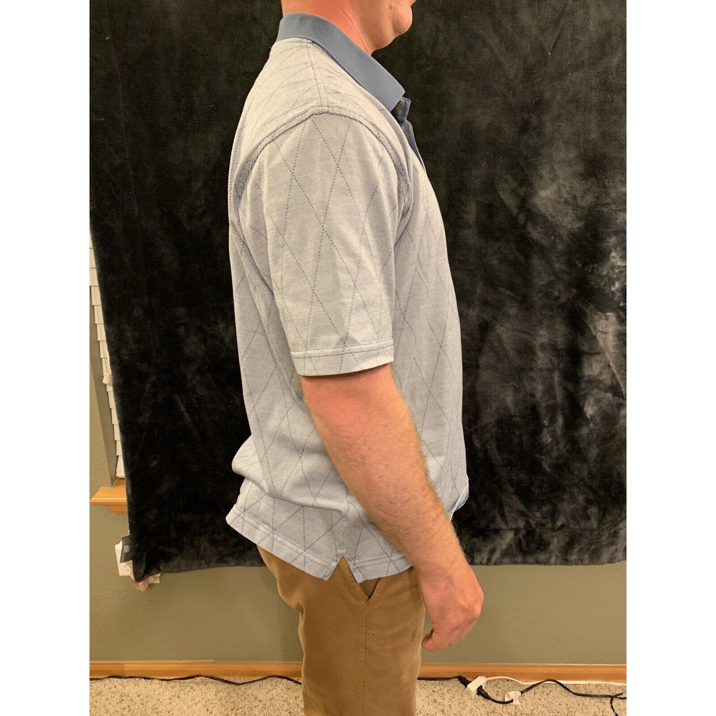 Jos A Bank Leadbetter Men Polo Shirt Short Sleeve Golf Blue Cotton Pinpoint L