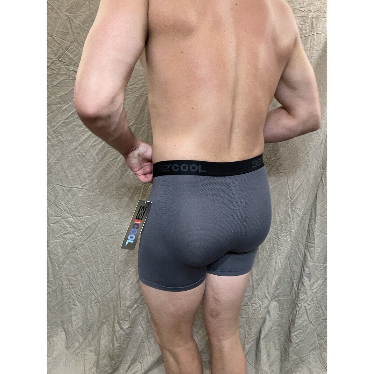 men's 32 degree cool charcoal gray mesh boxer brief small