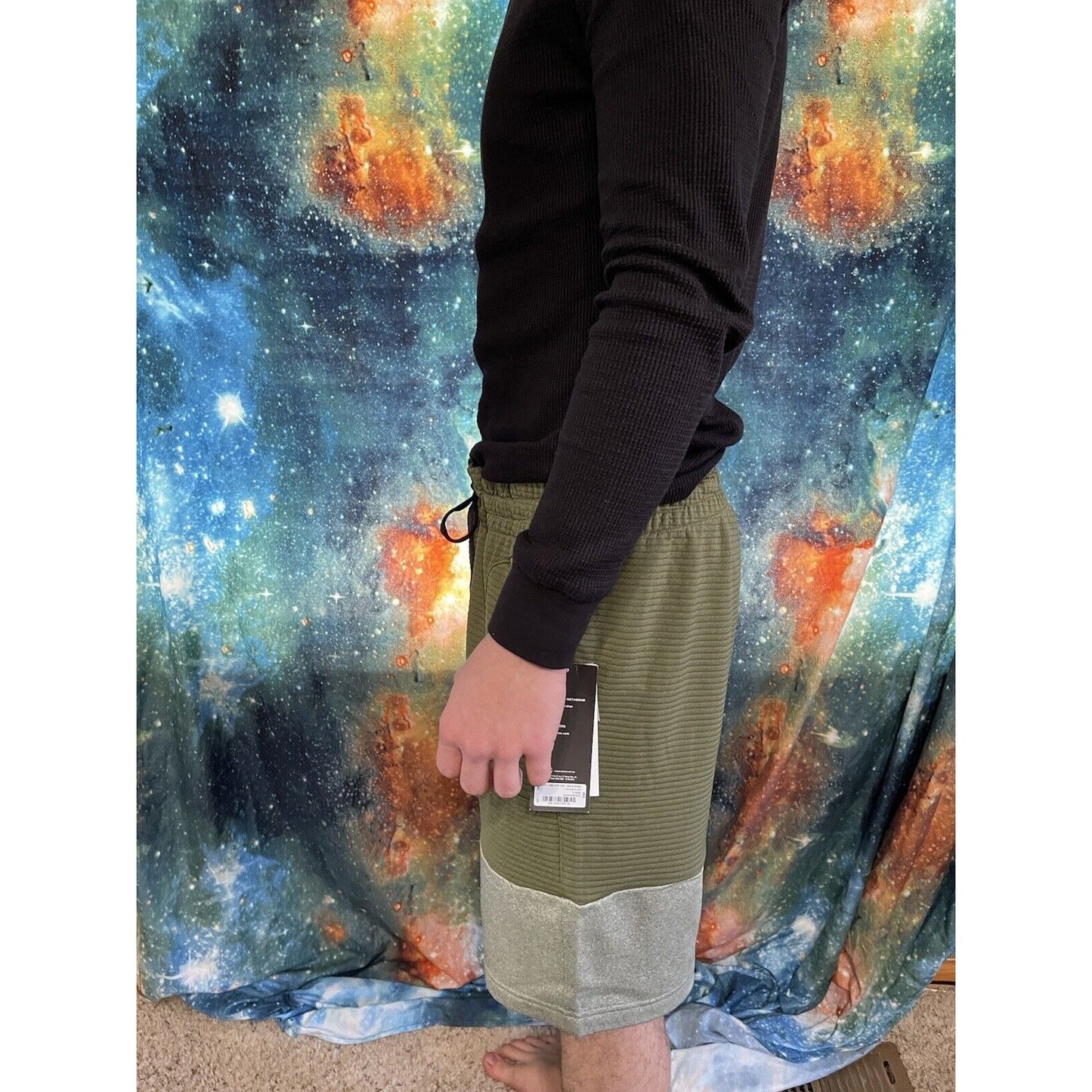 Michael Strahan Olive Green/gray Quick-Dri premium ultra fleece shorts XL