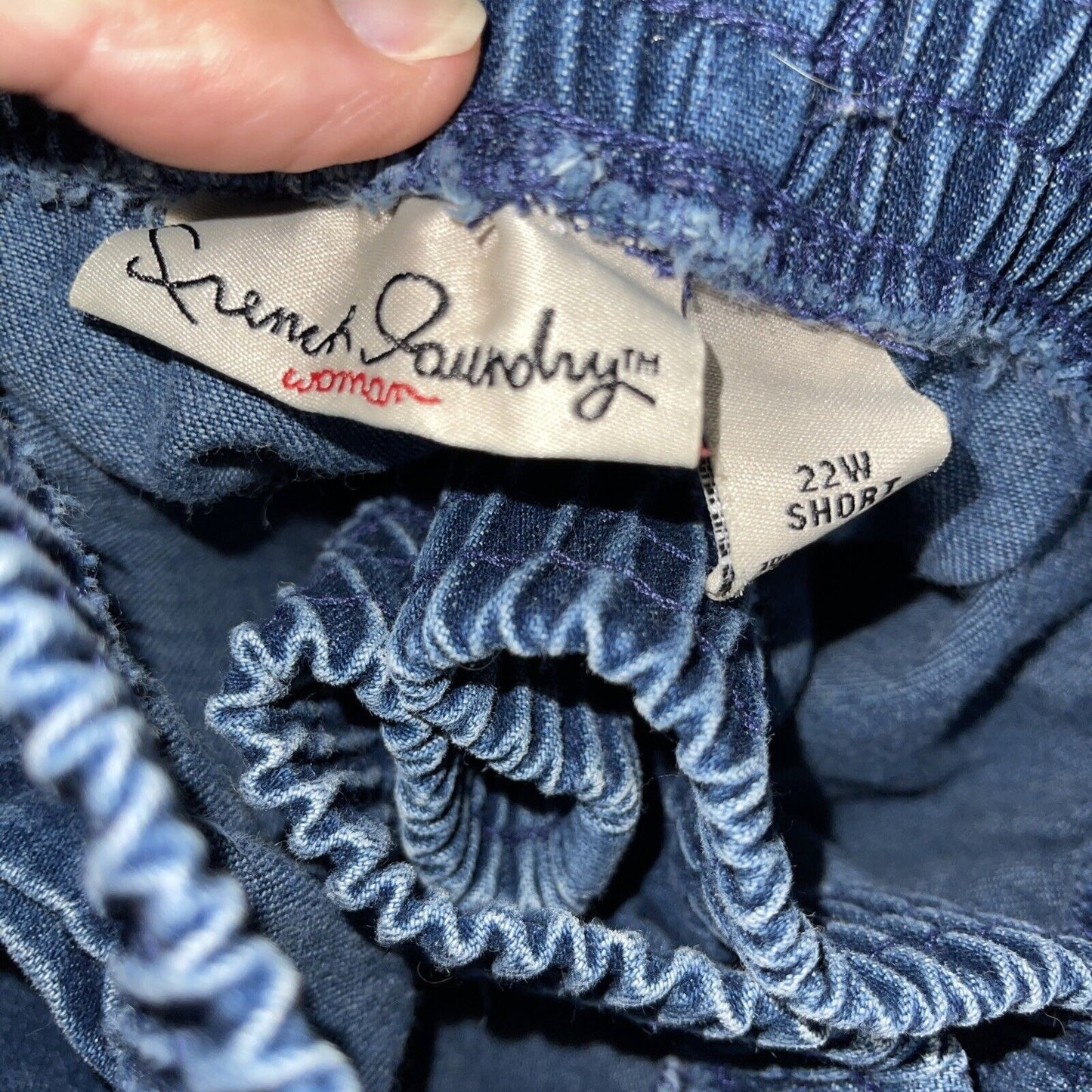 women's french laundry woman 22W short blue jeans elastic waist