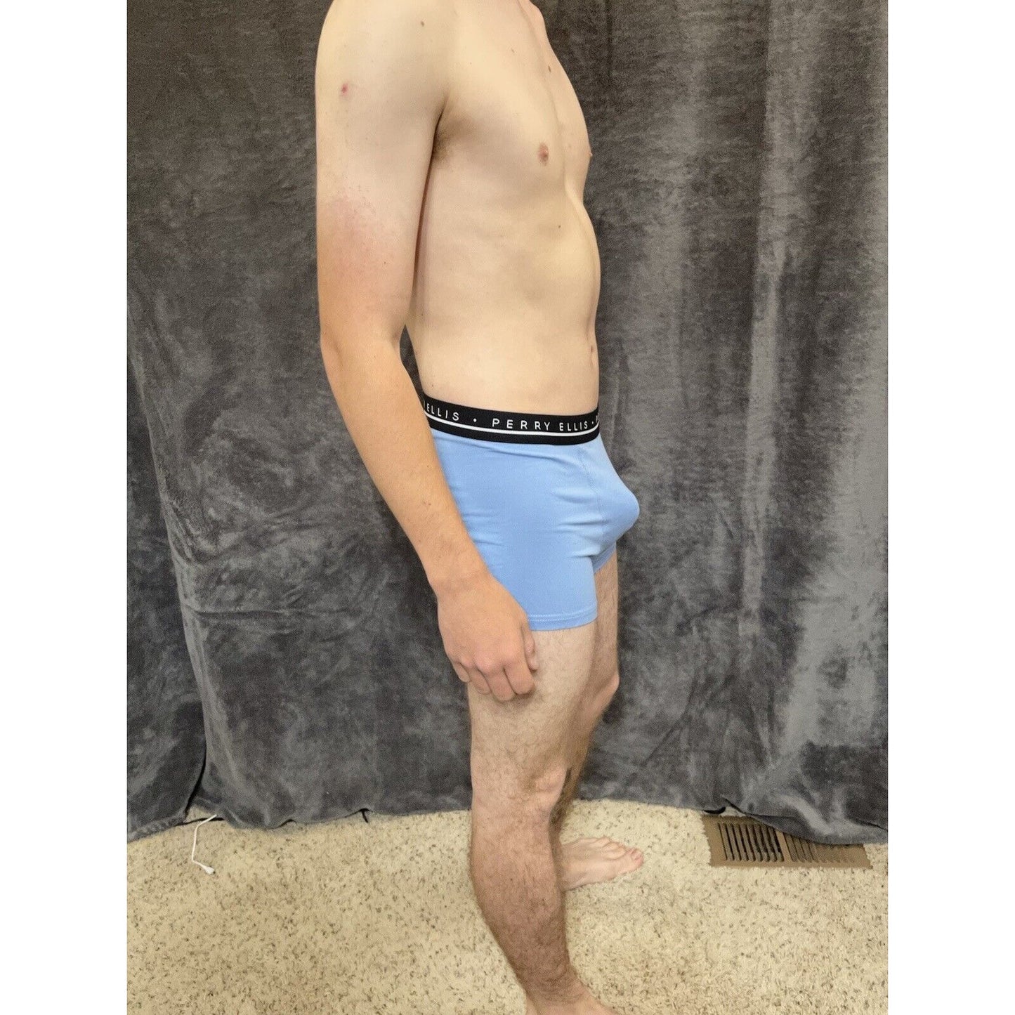 men's light blue perry ellis portfolio 5% spandex boxer brief Medium