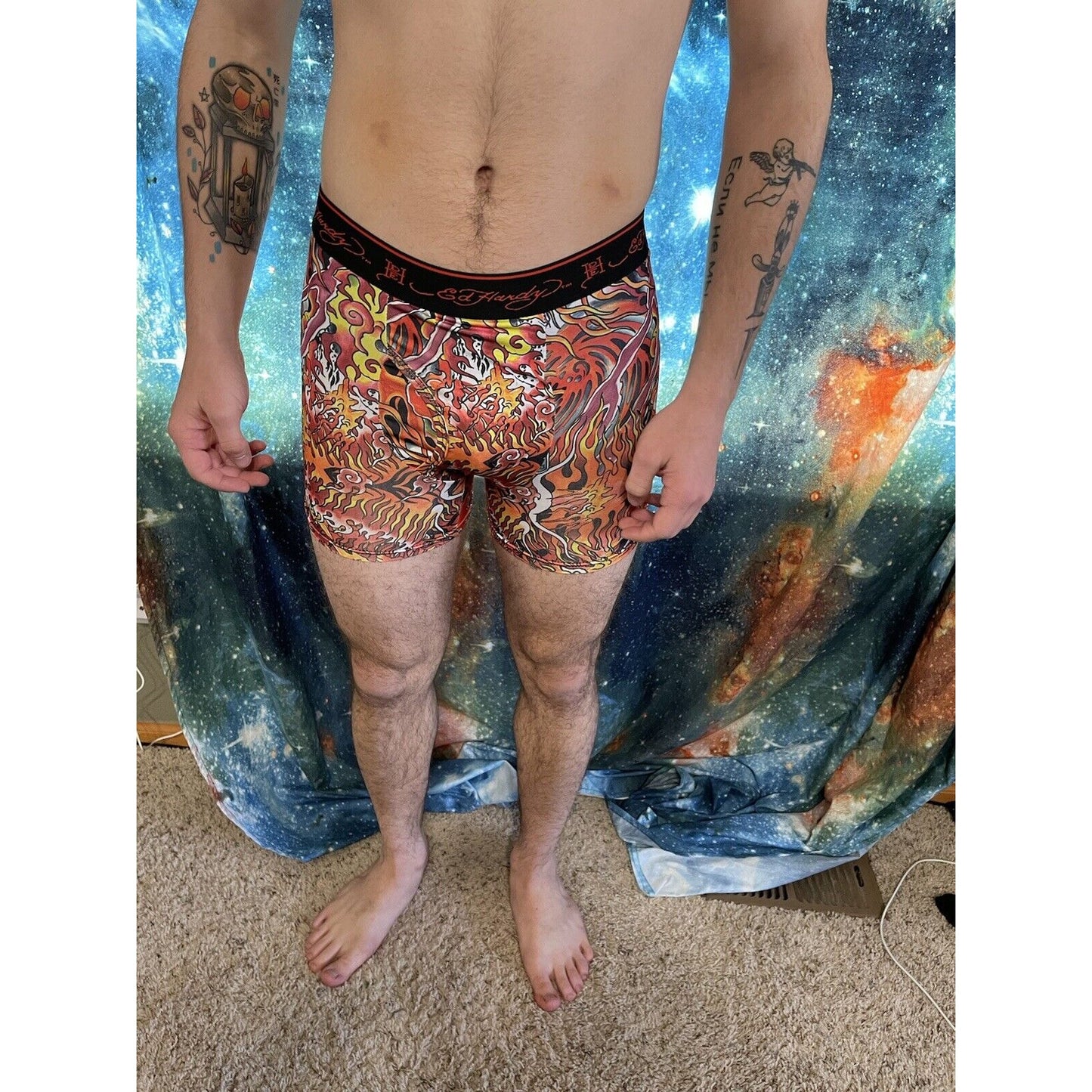 men's ed hardy compression shorts small flames New And Unworn