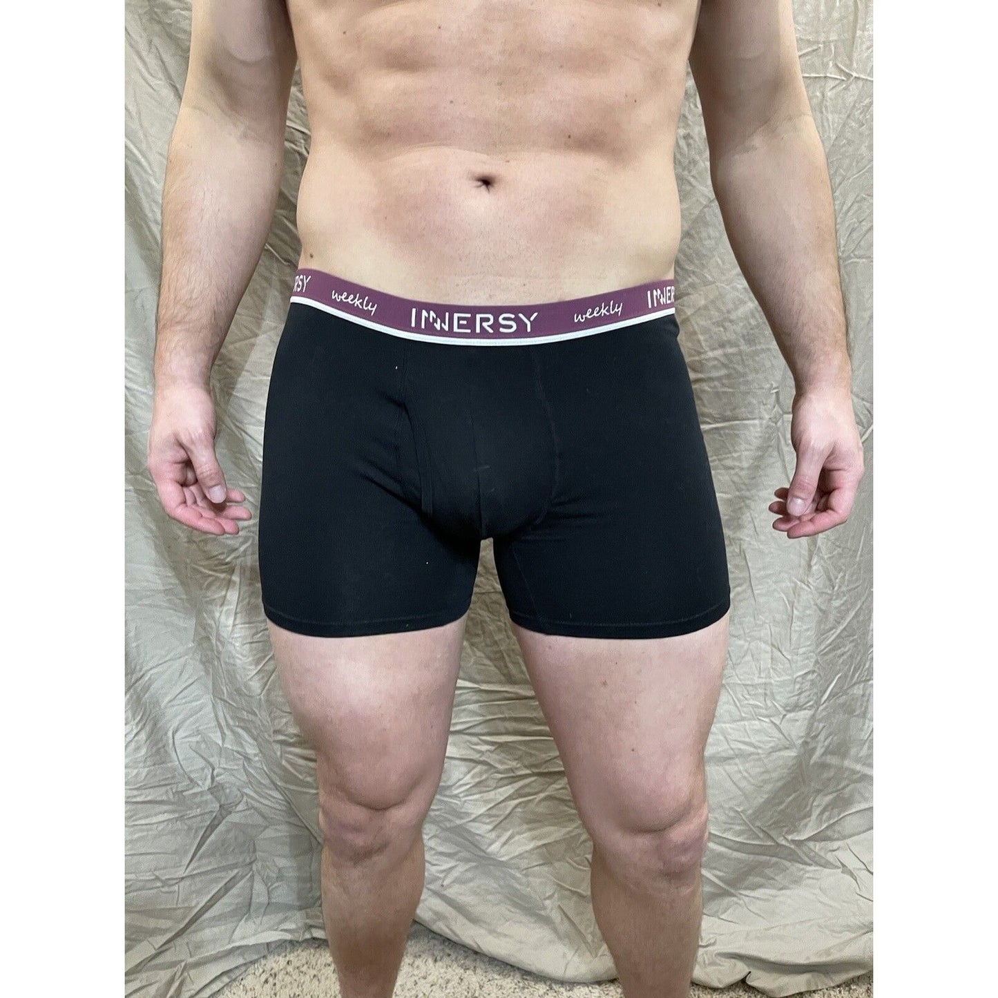 Inersy Weekly Men's black boxer briefs Purple band New And Unworn Large