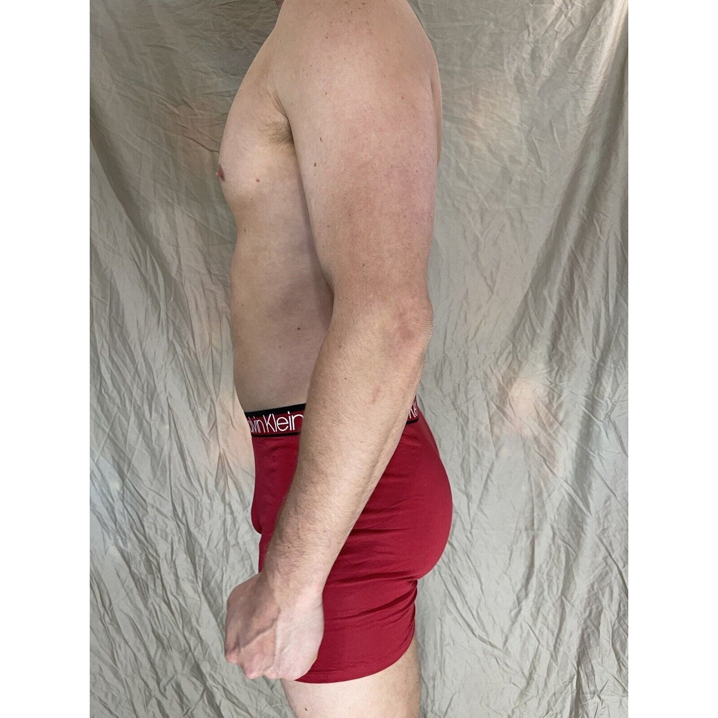 men's red calvin klein boxer brief large