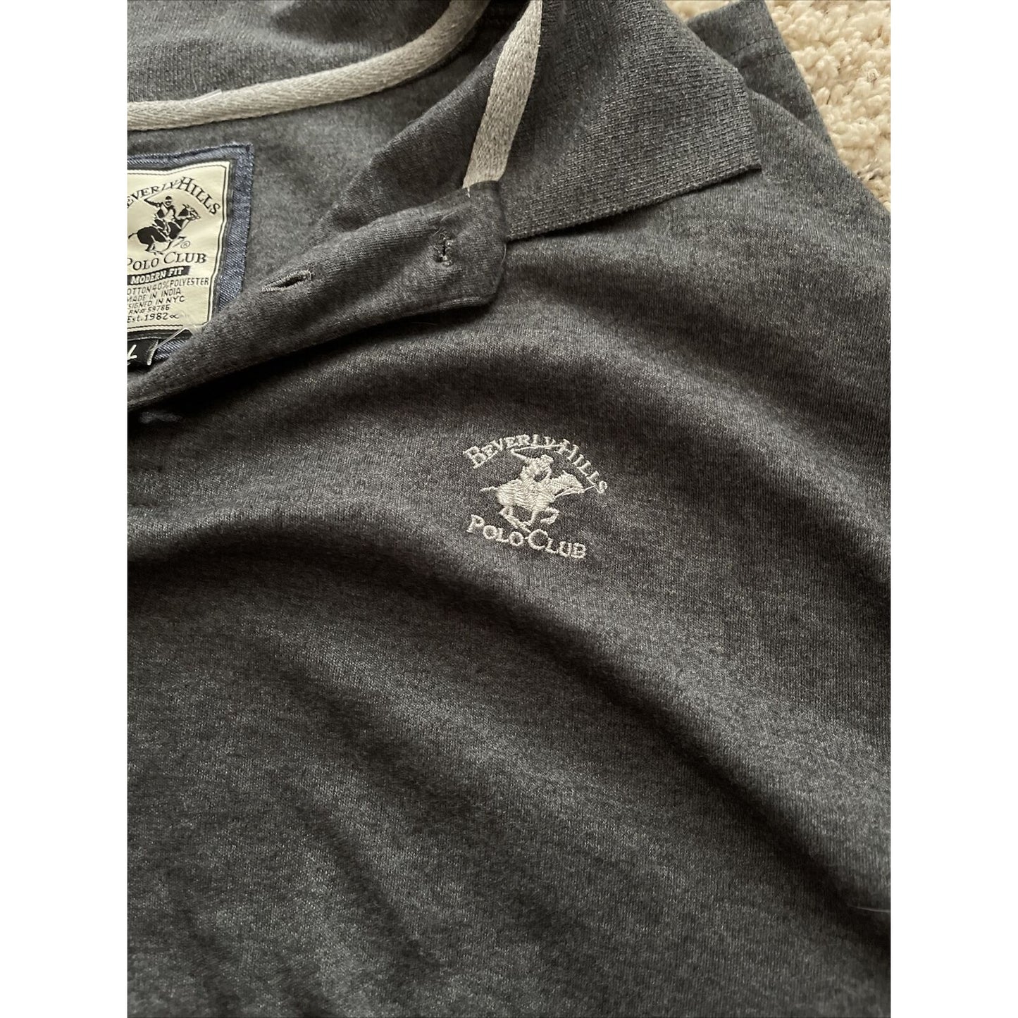 Men’s Beverly Hills Polo Club Polo Shirt Modern Fit Large Gray