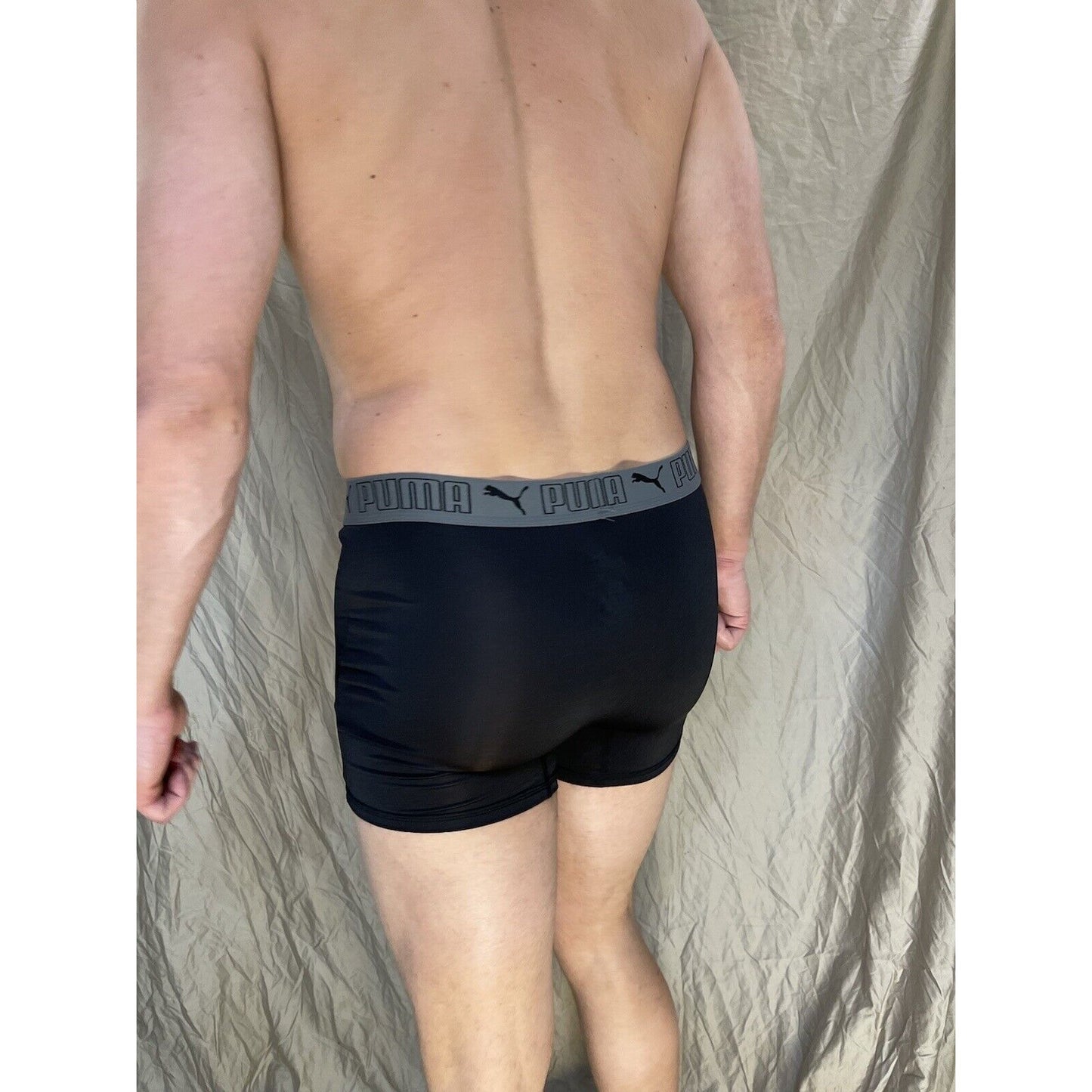 men's medium puma compression shorts black with gray band