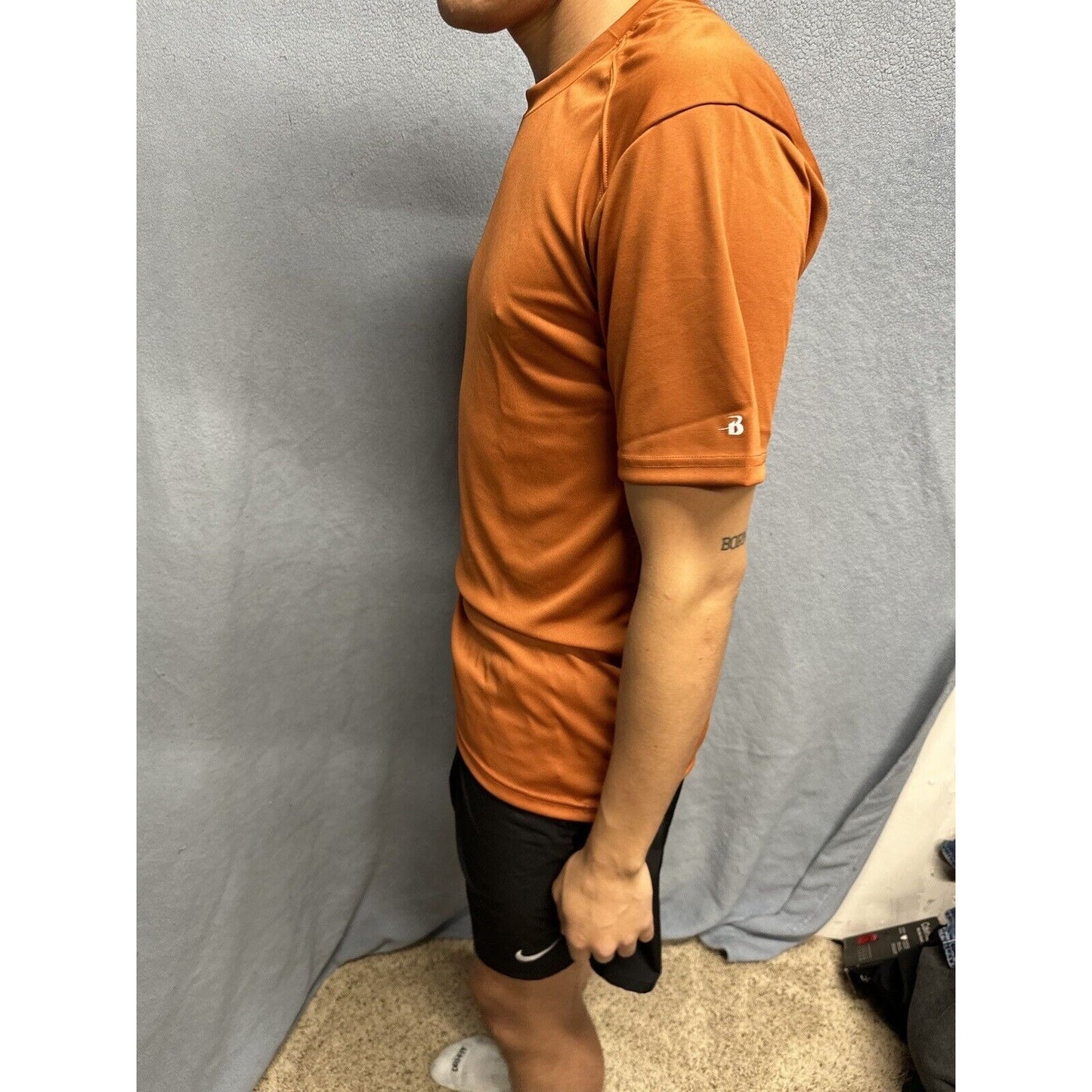 Men’s Small Badger Sport Burnt Orange Short Sleeve Tshirt Polyester