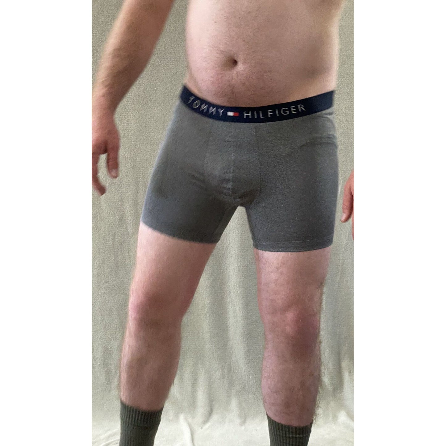 Tommy Hilfiger Men’s Large Gray Polyester Elastane Boxer Brief Underwear
