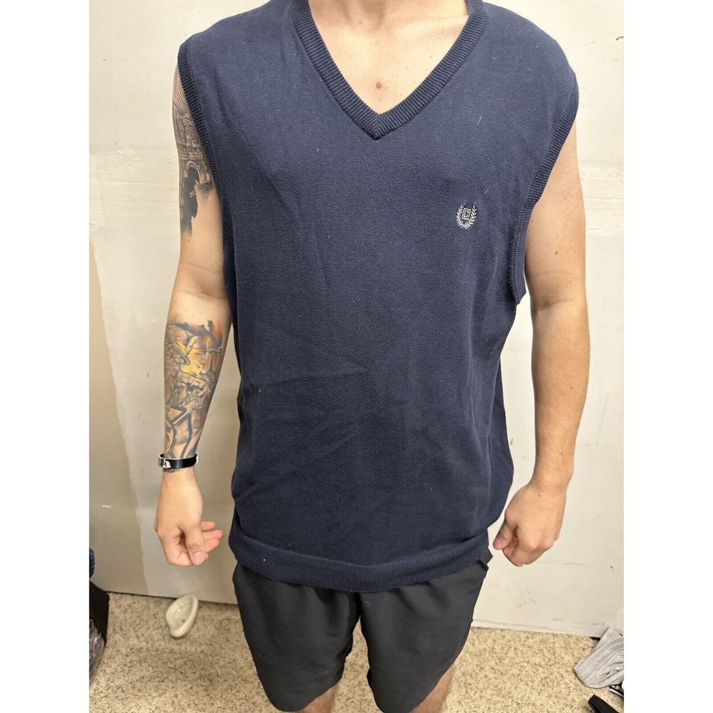 Men’s Dark Blue Sleeveless Medium Sweater Vest