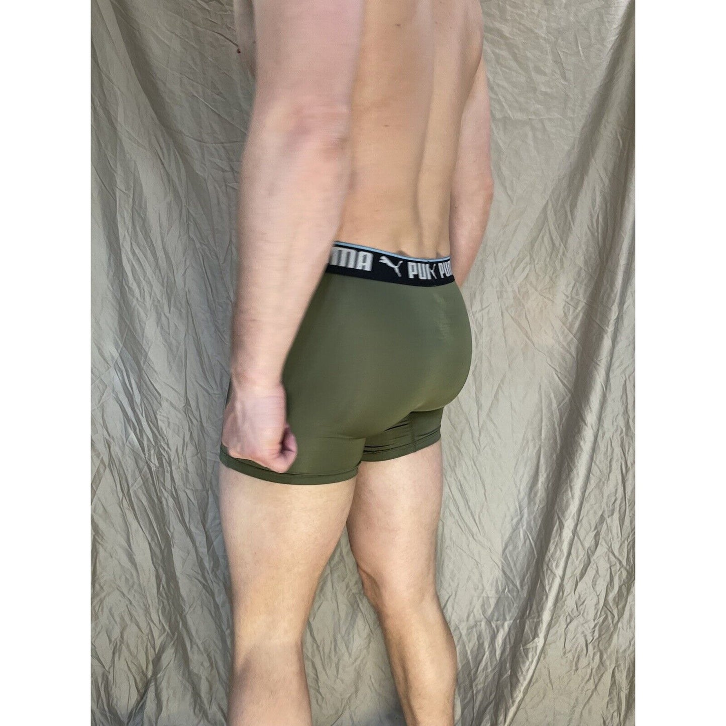 men's olive green puma compression boxer briefs Small