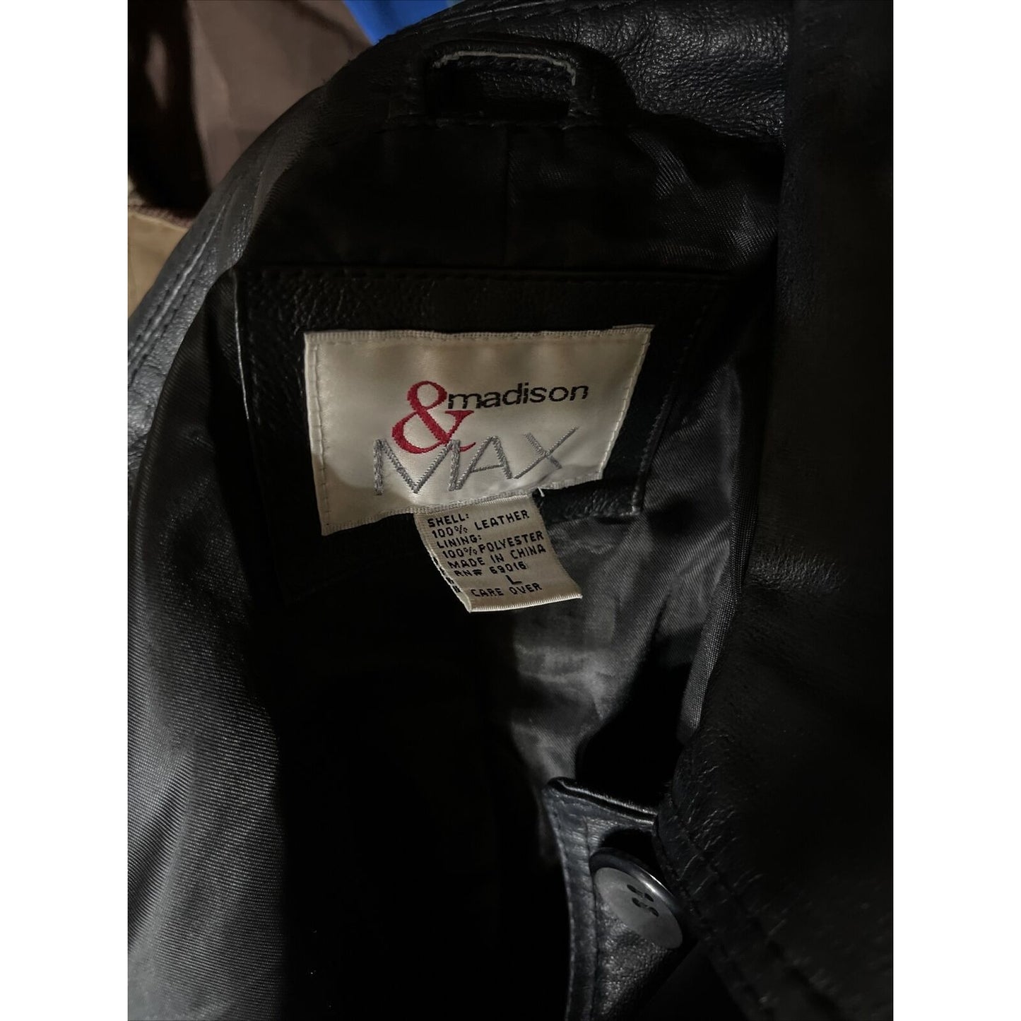 Madison & Max Genuine Leather Coat Size Large Black