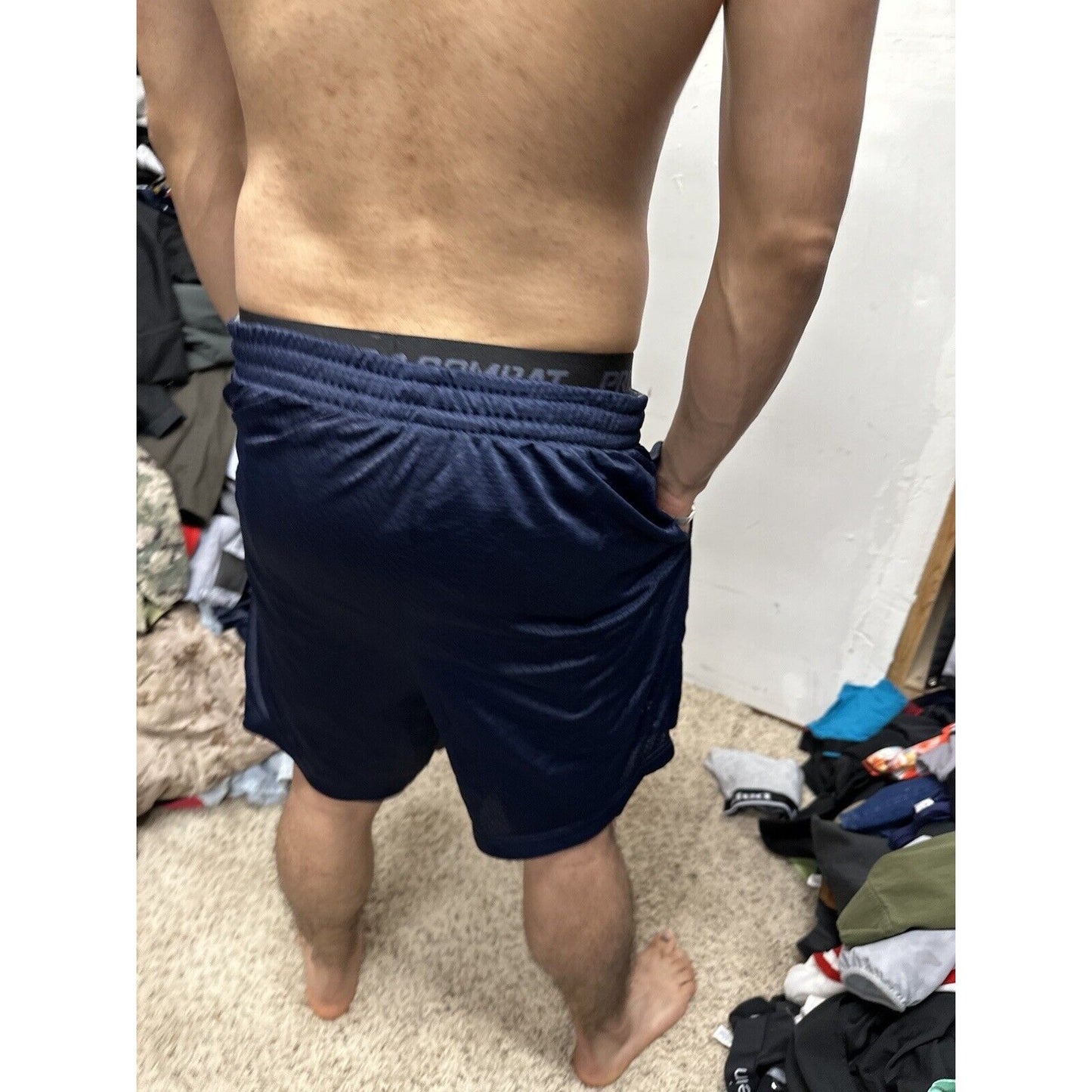 Men’s Dark Blue Starter Large Athletic Shorts With Pockets
