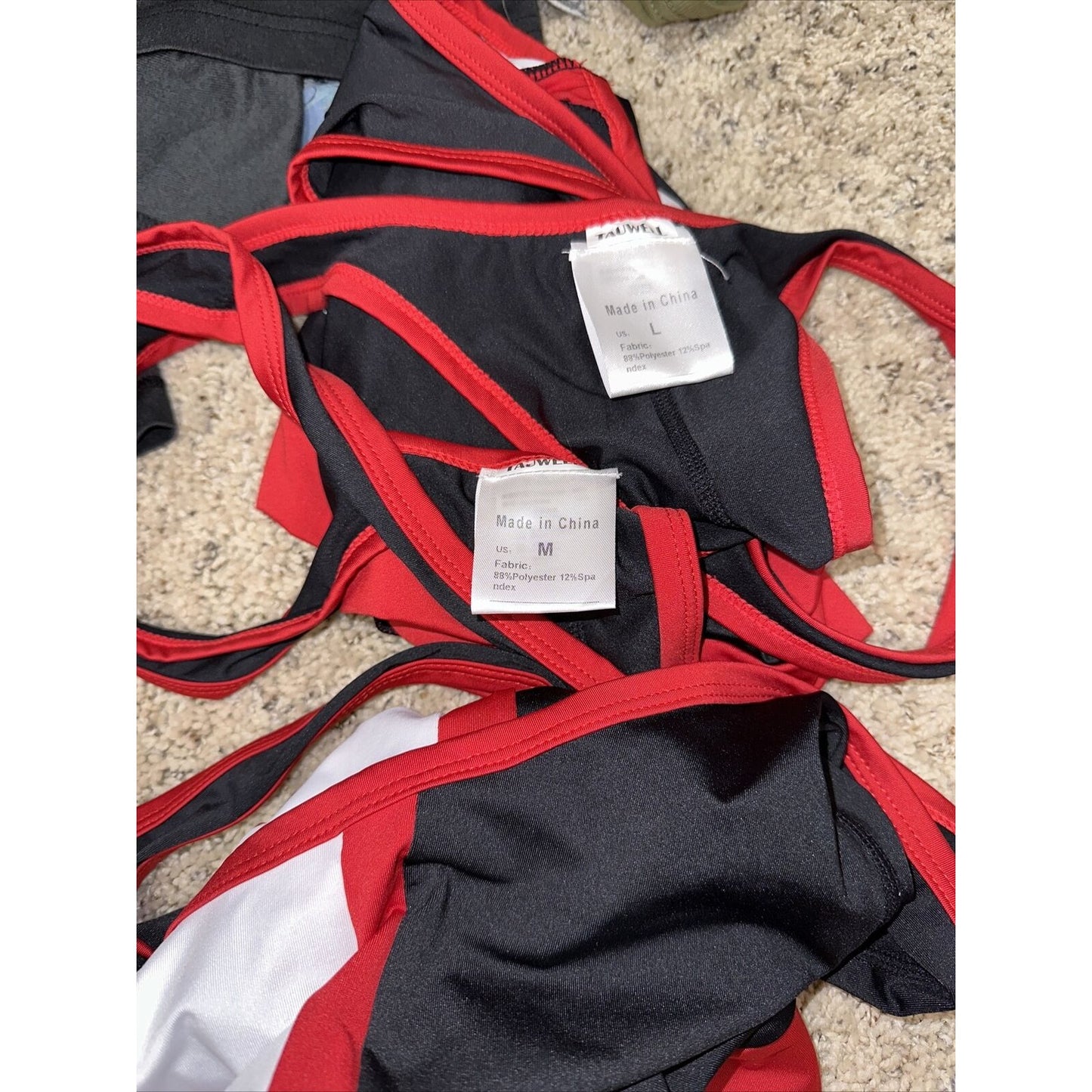 Men’s Tauwell Wrestling Singlet Black And Red With White Large